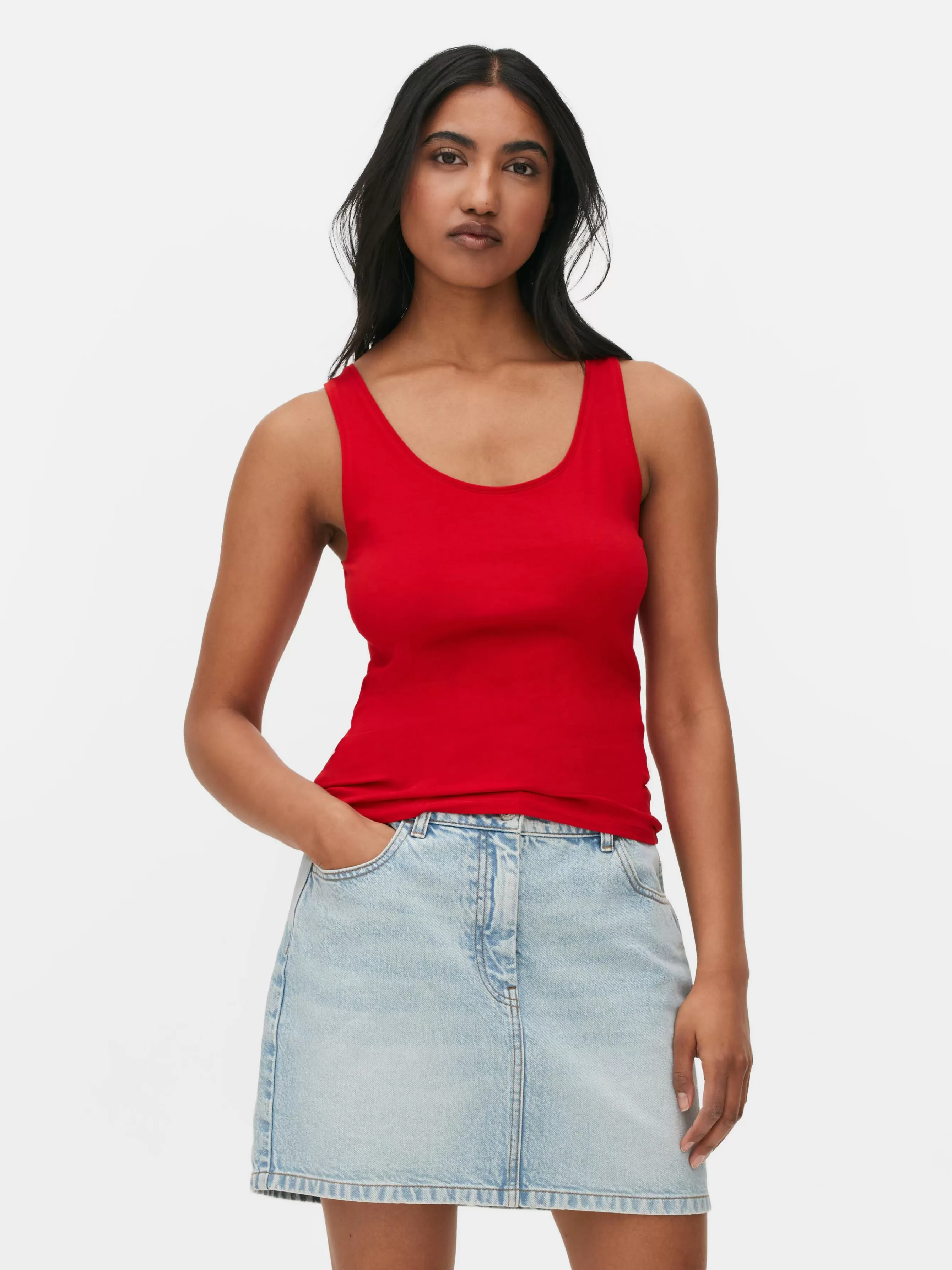 Clearance Primark Débardeur Stretch Décolleté Essential Rouge