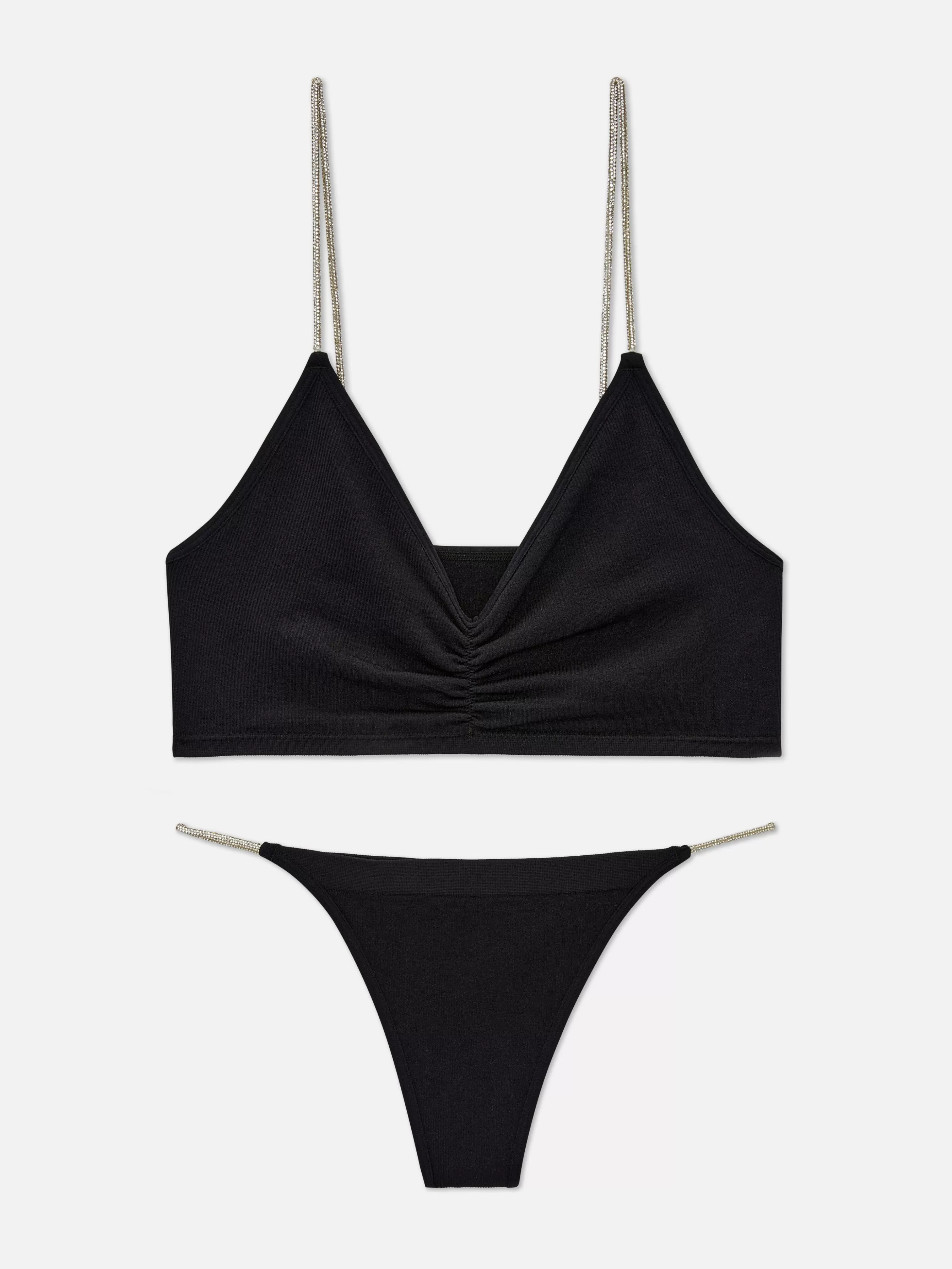 Shop Primark Ensemble Brassière Et String Sans Couture à Strass Noir