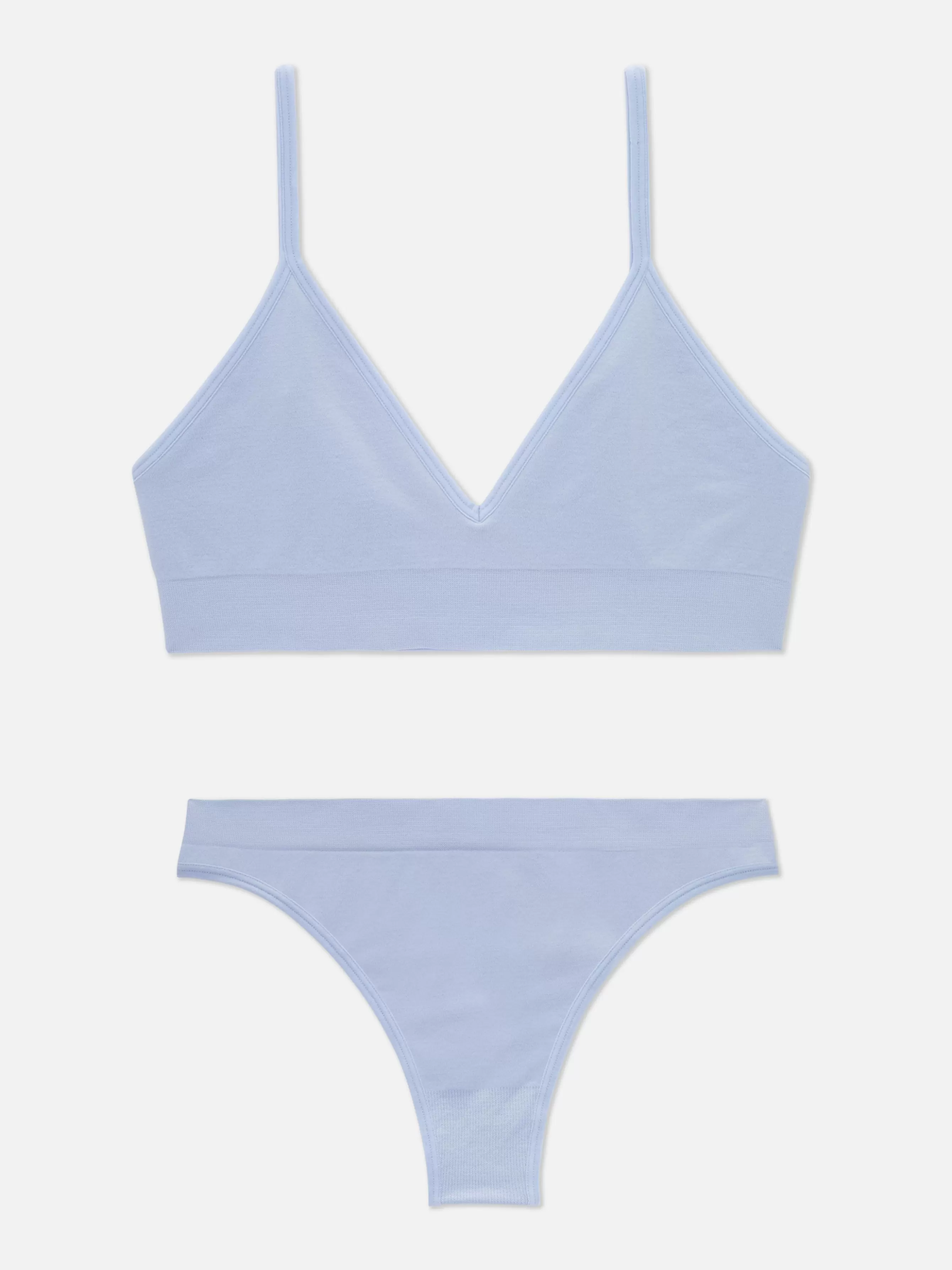 Online Primark Ensemble Brassière Triangle Et String Sans Couture Bleu clair