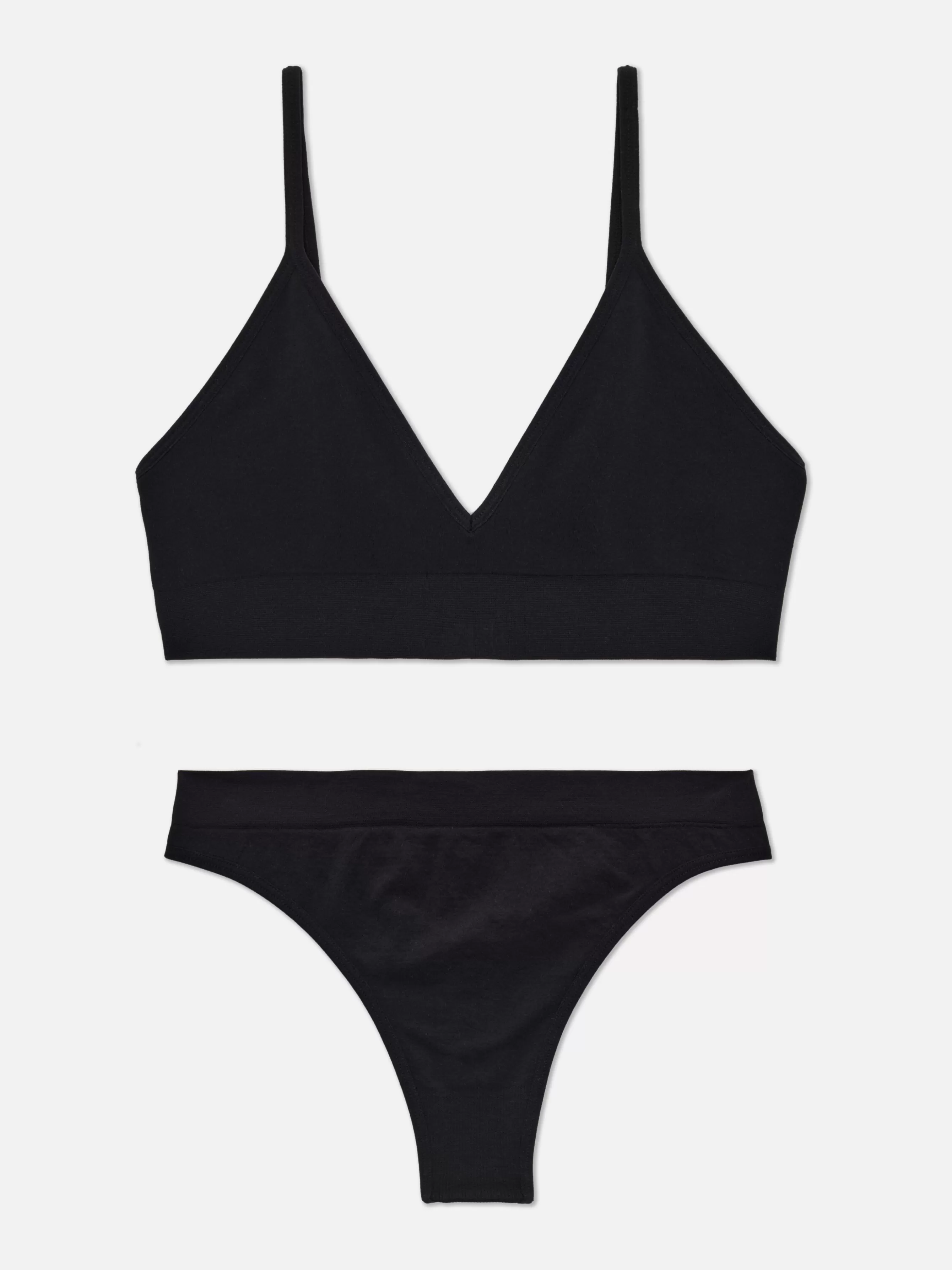 Cheap Primark Ensemble Brassière Triangle Et String Sans Couture Noir