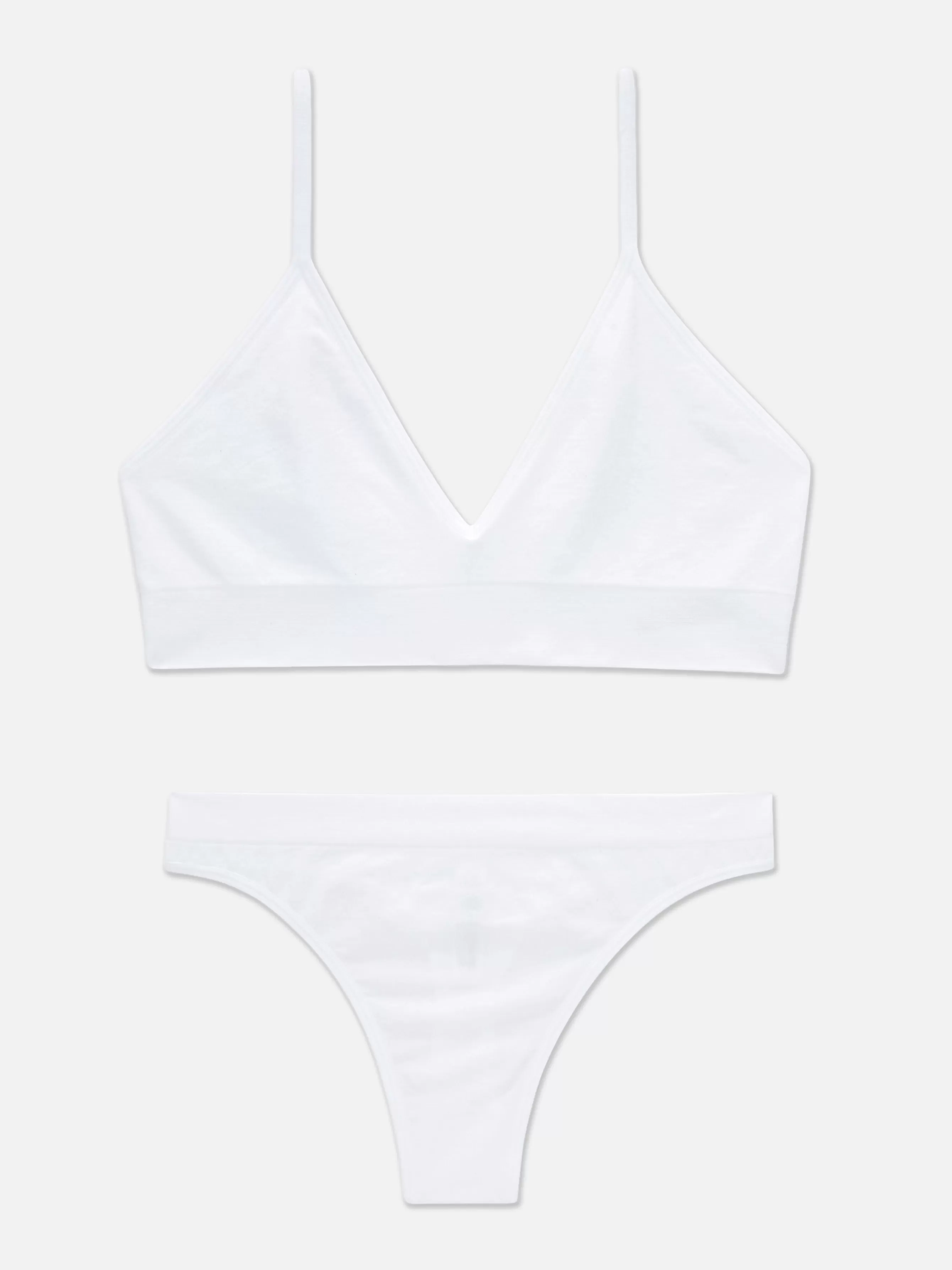 Clearance Primark Ensemble Brassière Triangle Et String Sans Couture Blanc