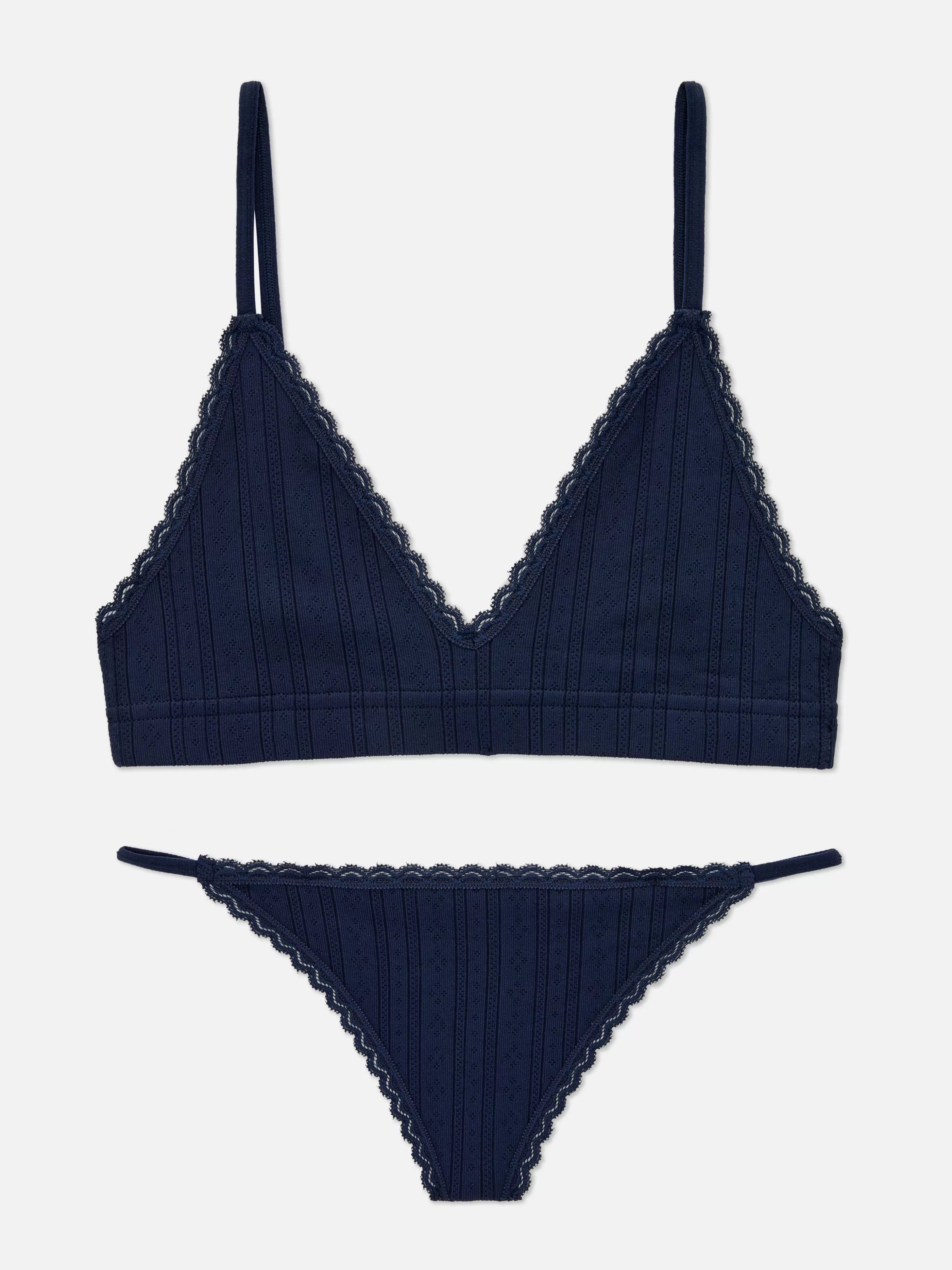 Discount Primark Ensemble Brassière Triangle Et String Sans Couture Bleu marine