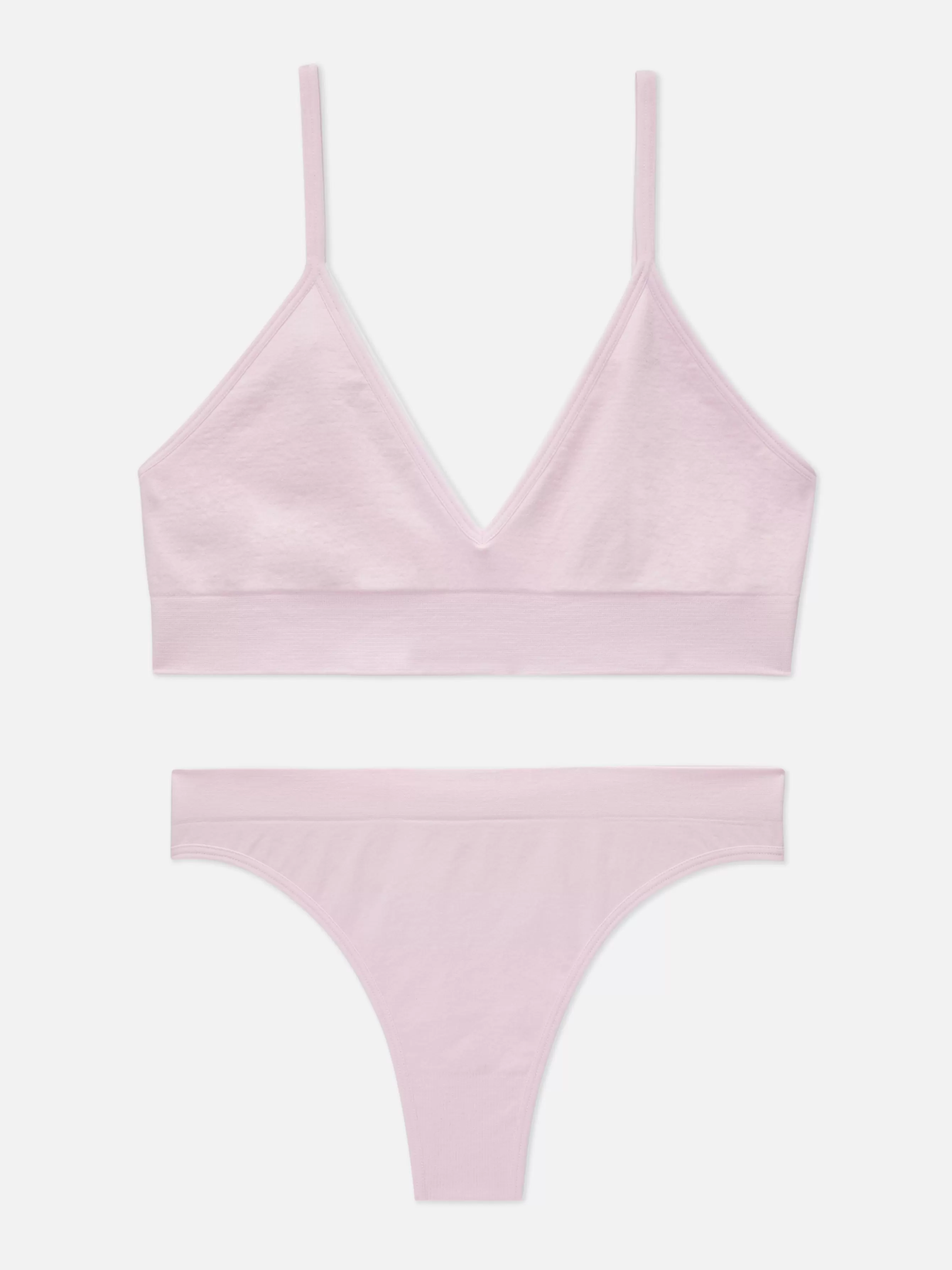 Flash Sale Primark Ensemble Brassière Triangle Et String Sans Couture Rose clair