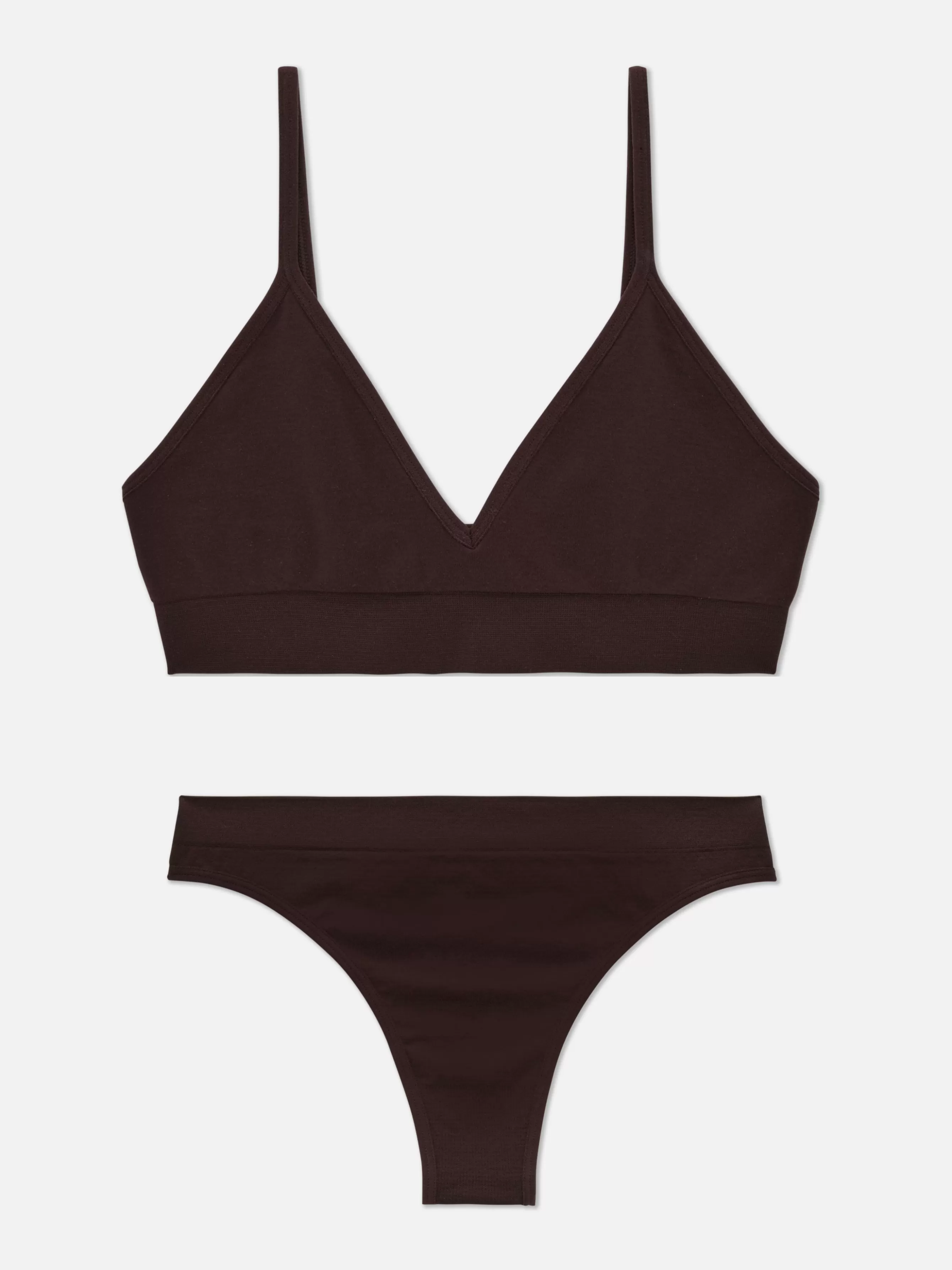 Clearance Primark Ensemble Brassière Triangle Et String Sans Couture Figue