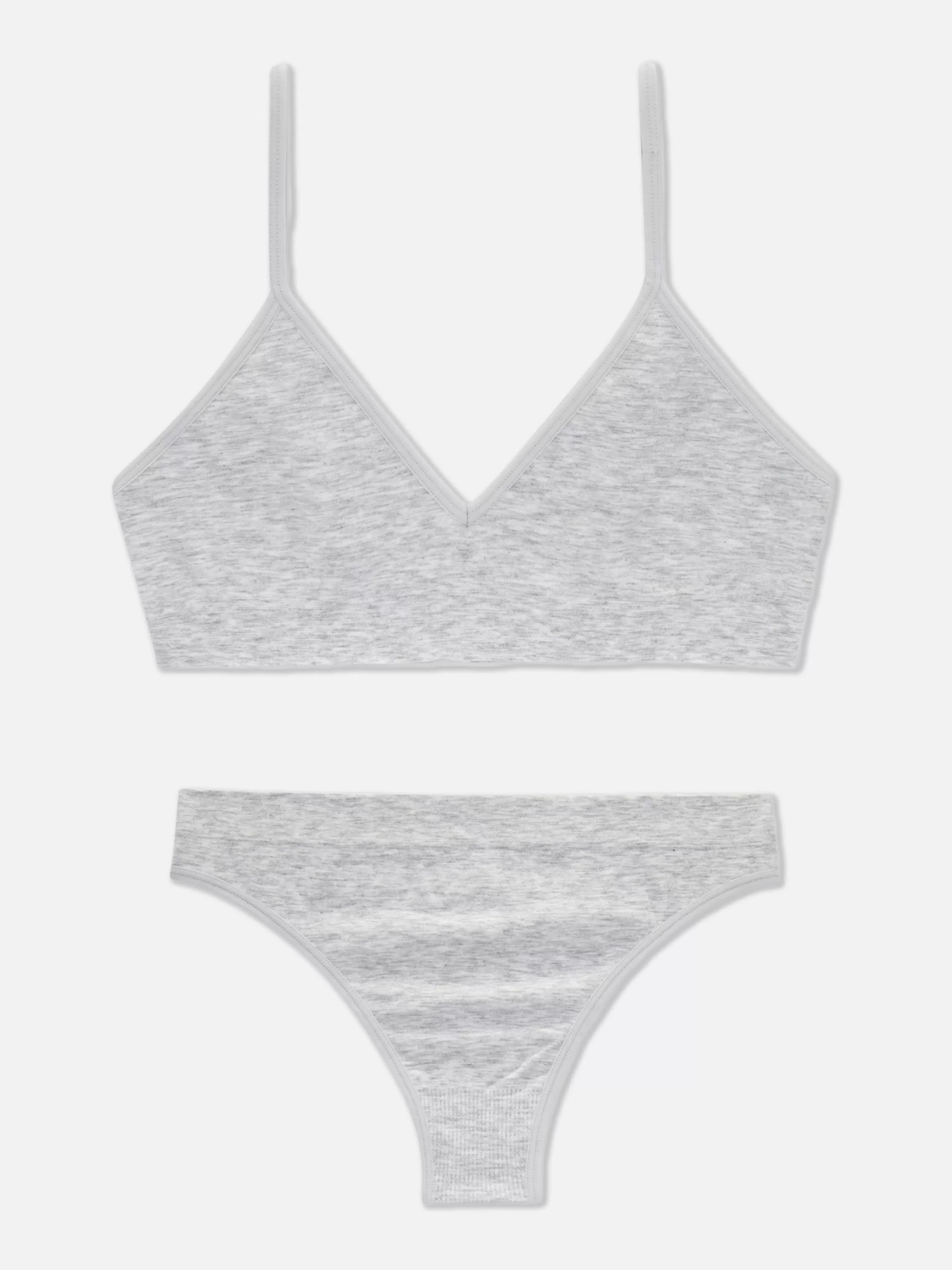 Cheap Primark Ensemble Brassière Triangle Et String Sans Coutures Gris chiné