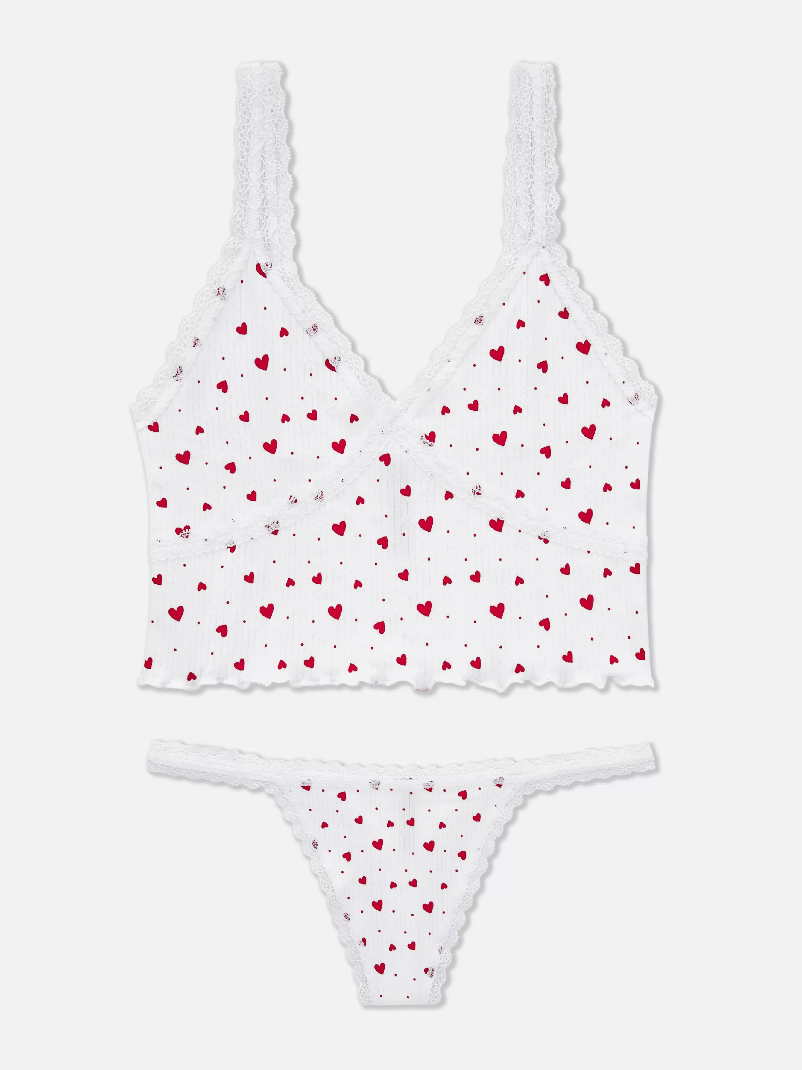 Store Primark Ensemble Caraco Et String En Pointelle à Motifs Sans Couture Blanc