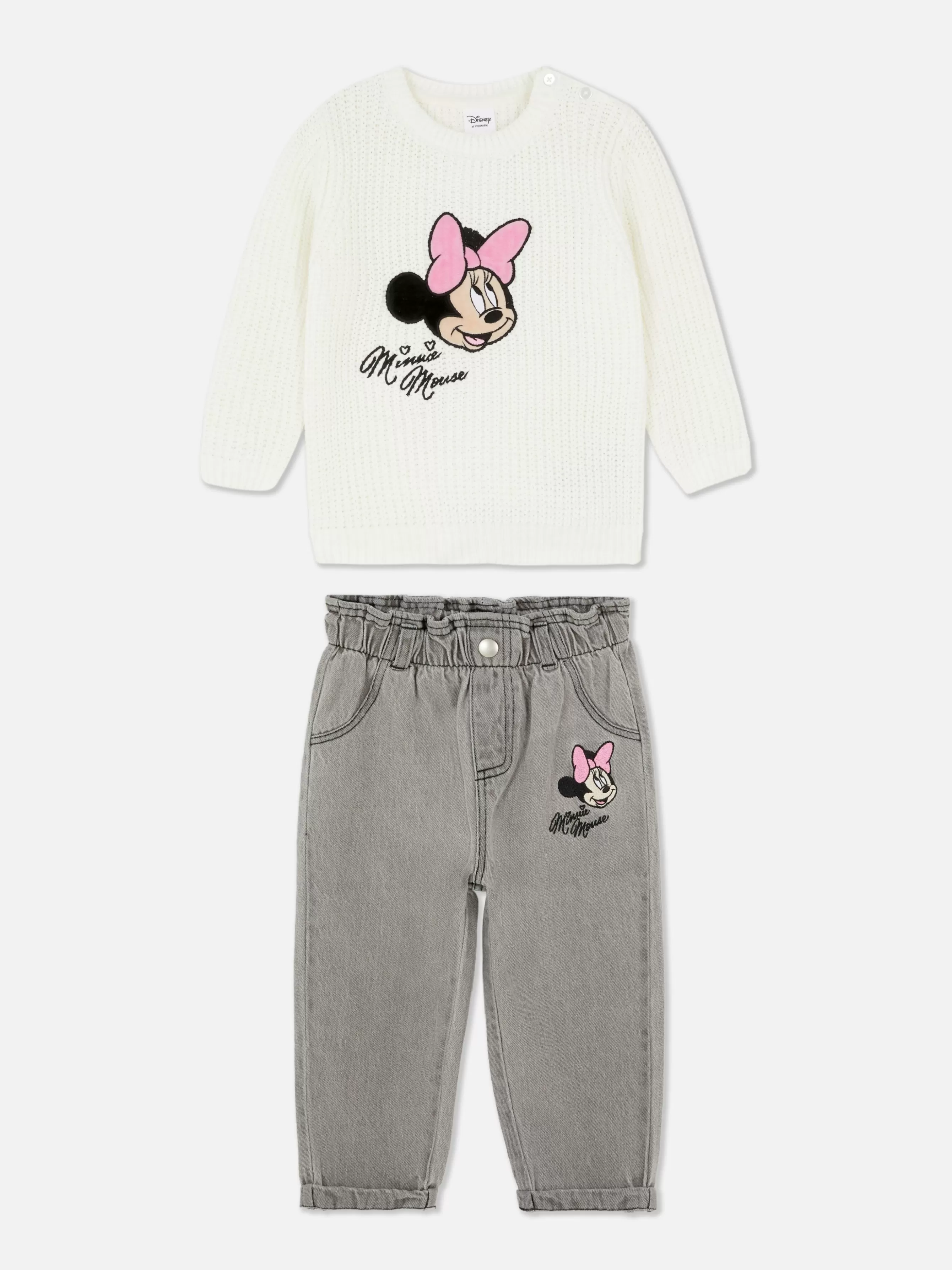 Outlet Primark Ensemble Pull En Maille Et Jean Disney Minnie Mouse Ivoire