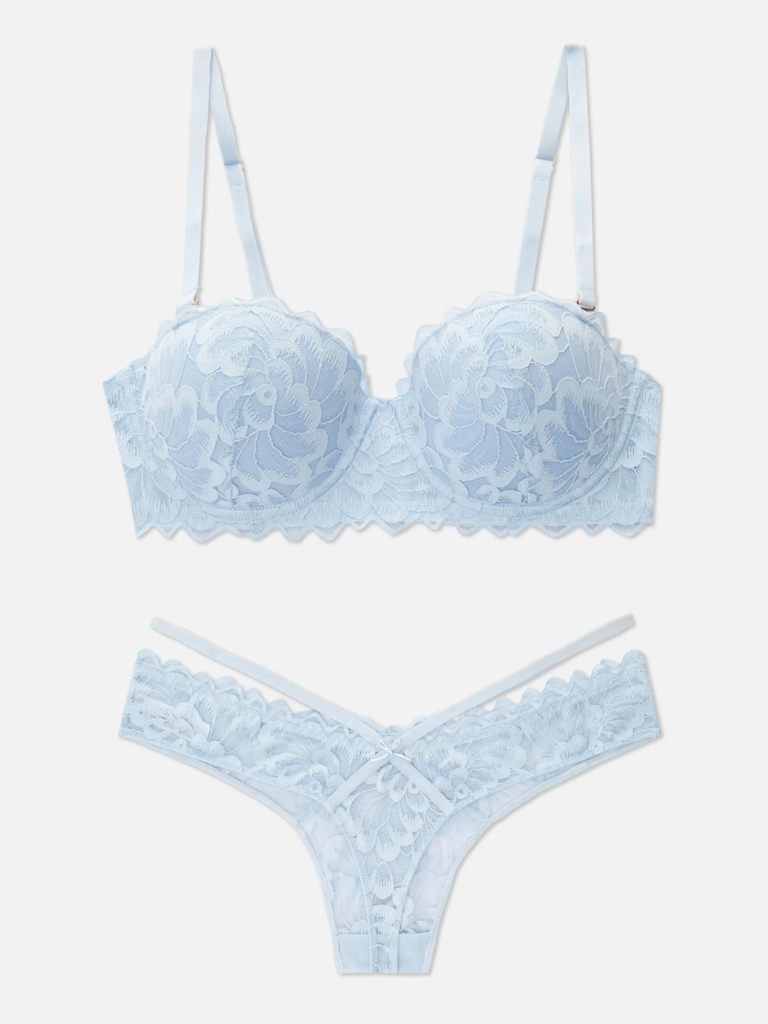 Store Primark Ensemble Soutien-gorge Balconnets Et String En Dentelle Bleu