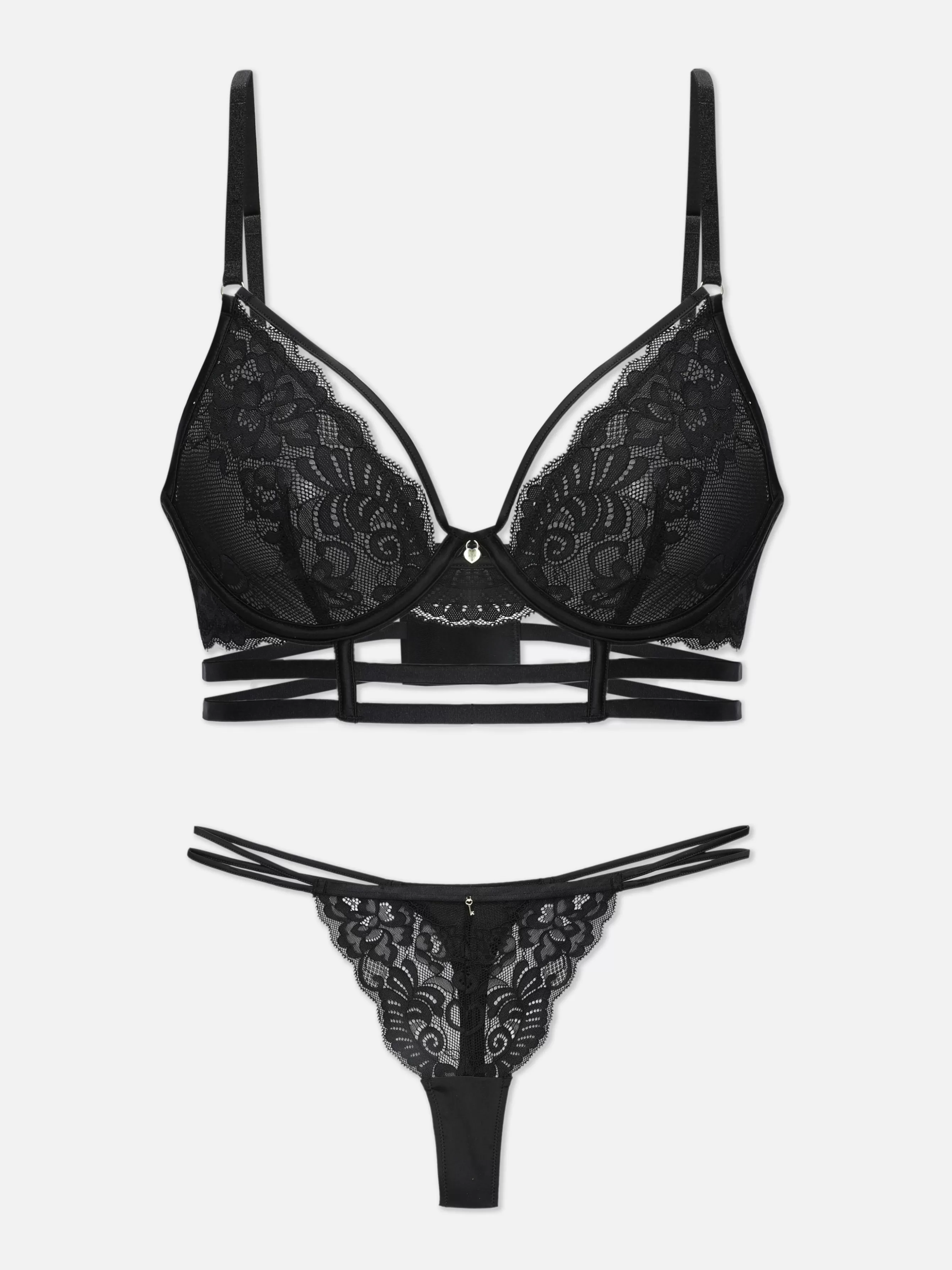 Fashion Primark Ensemble Soutien-gorge Et String En Dentelle Noir