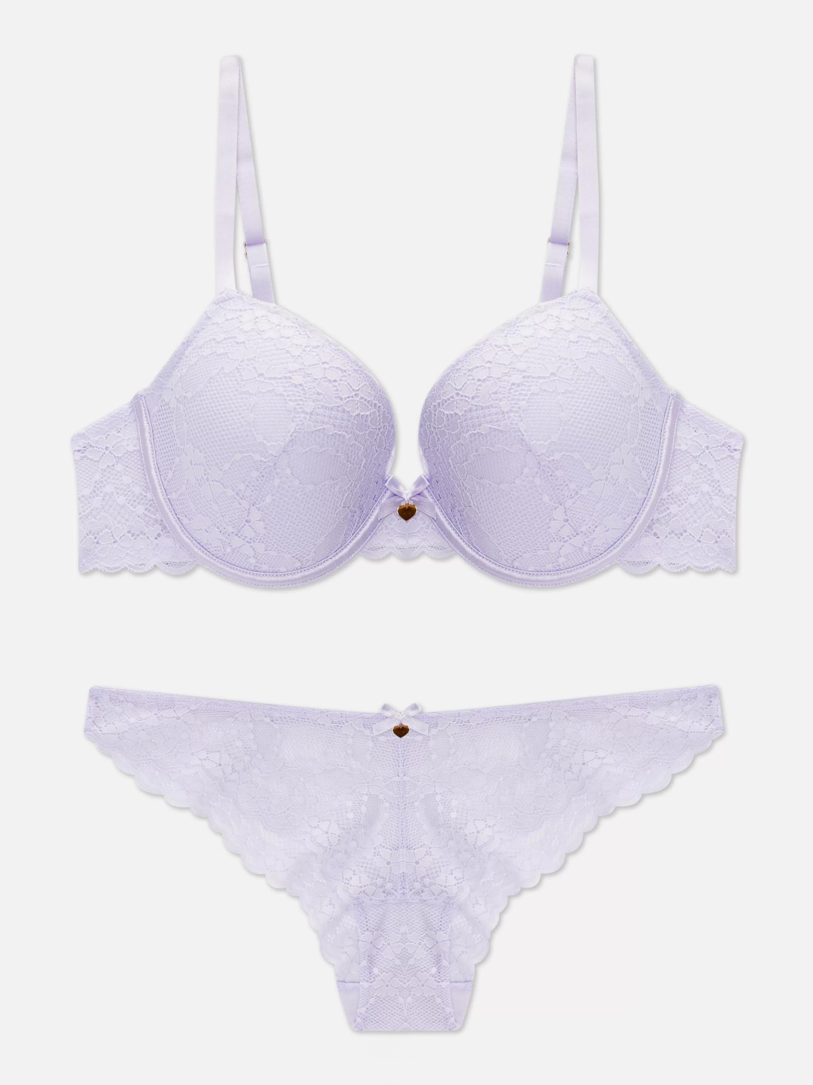 New Primark Ensemble Soutien-gorge Moulé Et Culotte En Dentelle Lilas