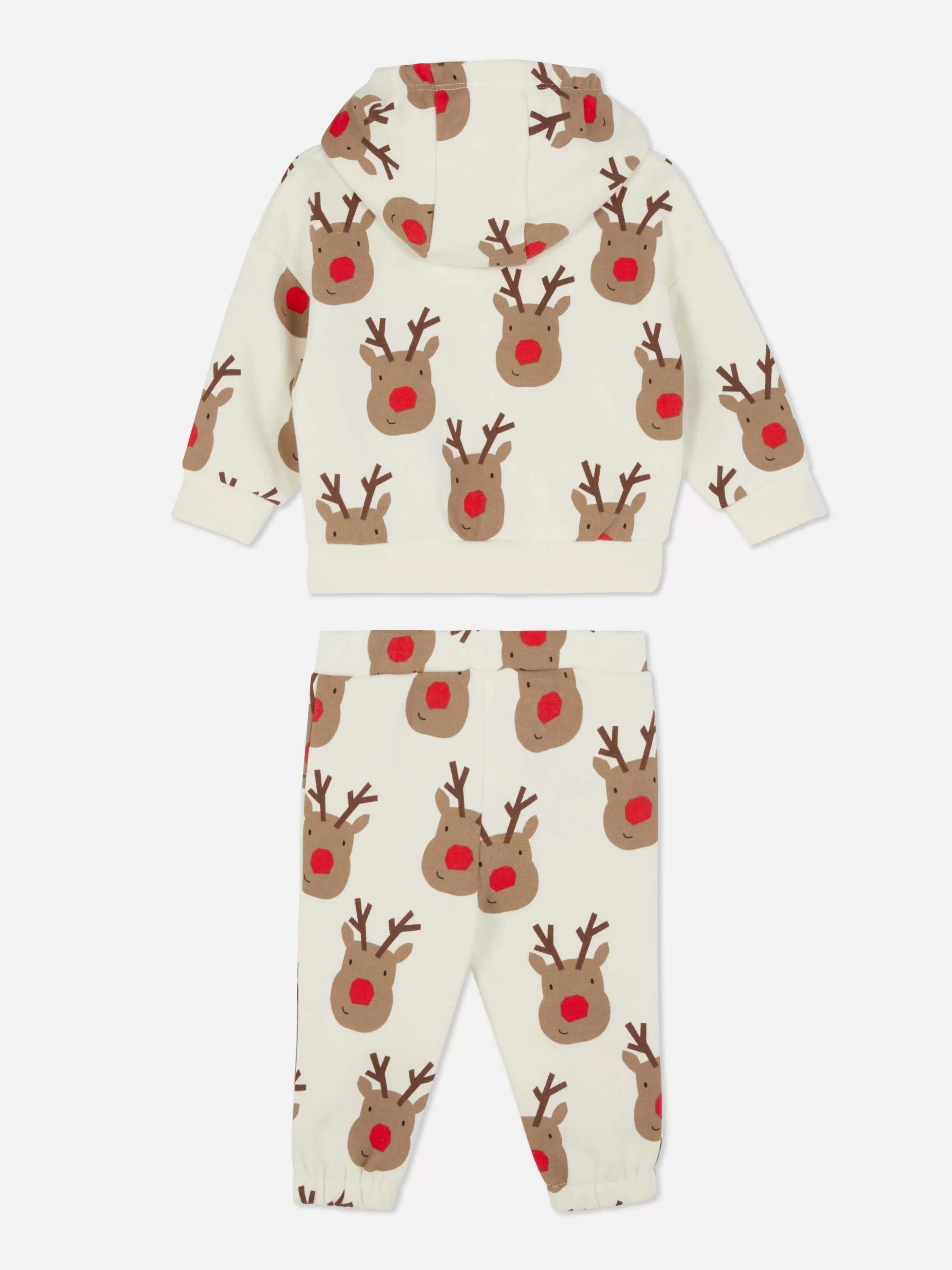 New Primark Ensemble Sweat à Capuche à Motif Renne Et Bas De Jogging De Noël Coordonné Multicolore