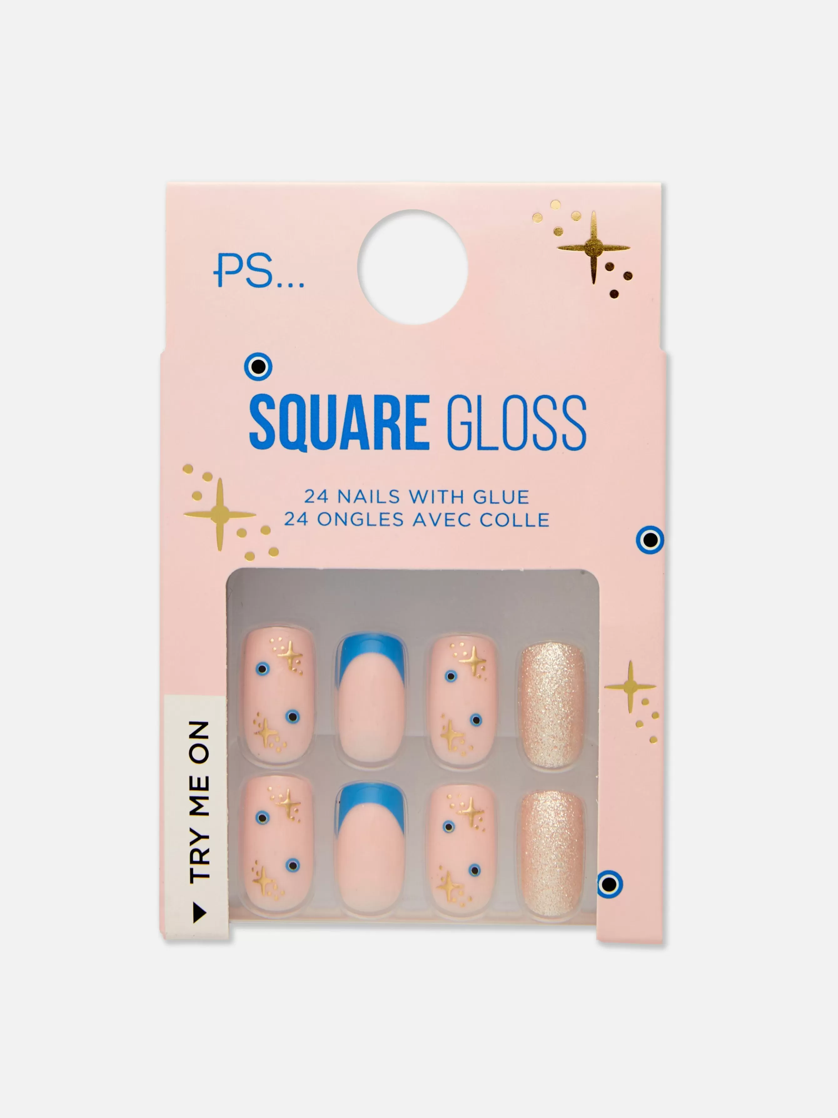 Cheap Primark Faux Ongles Pointus Et Glossy à Paillettes PS... Bleu