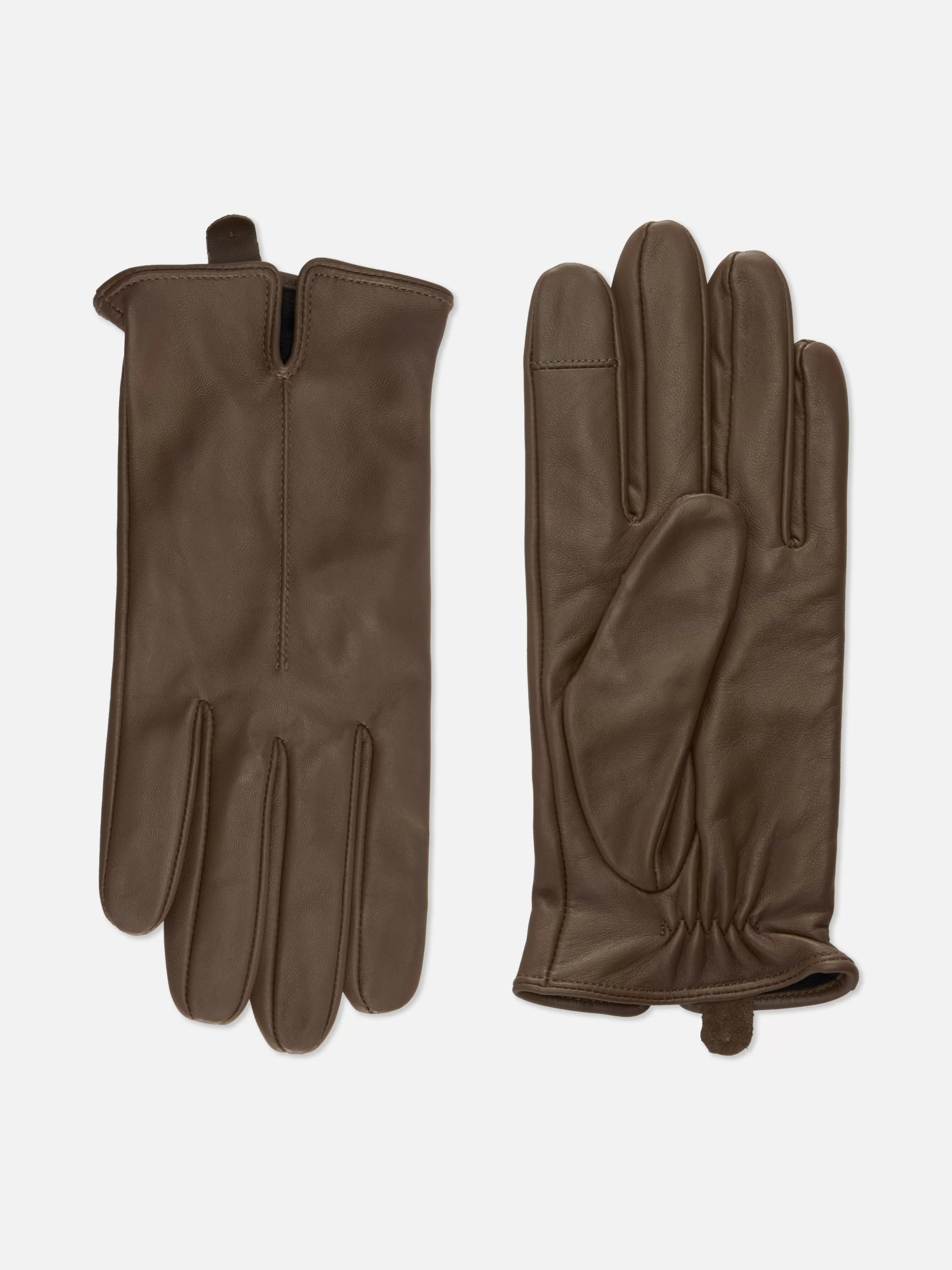 Outlet Primark Gants En Cuir à Poignets Crantés Marron