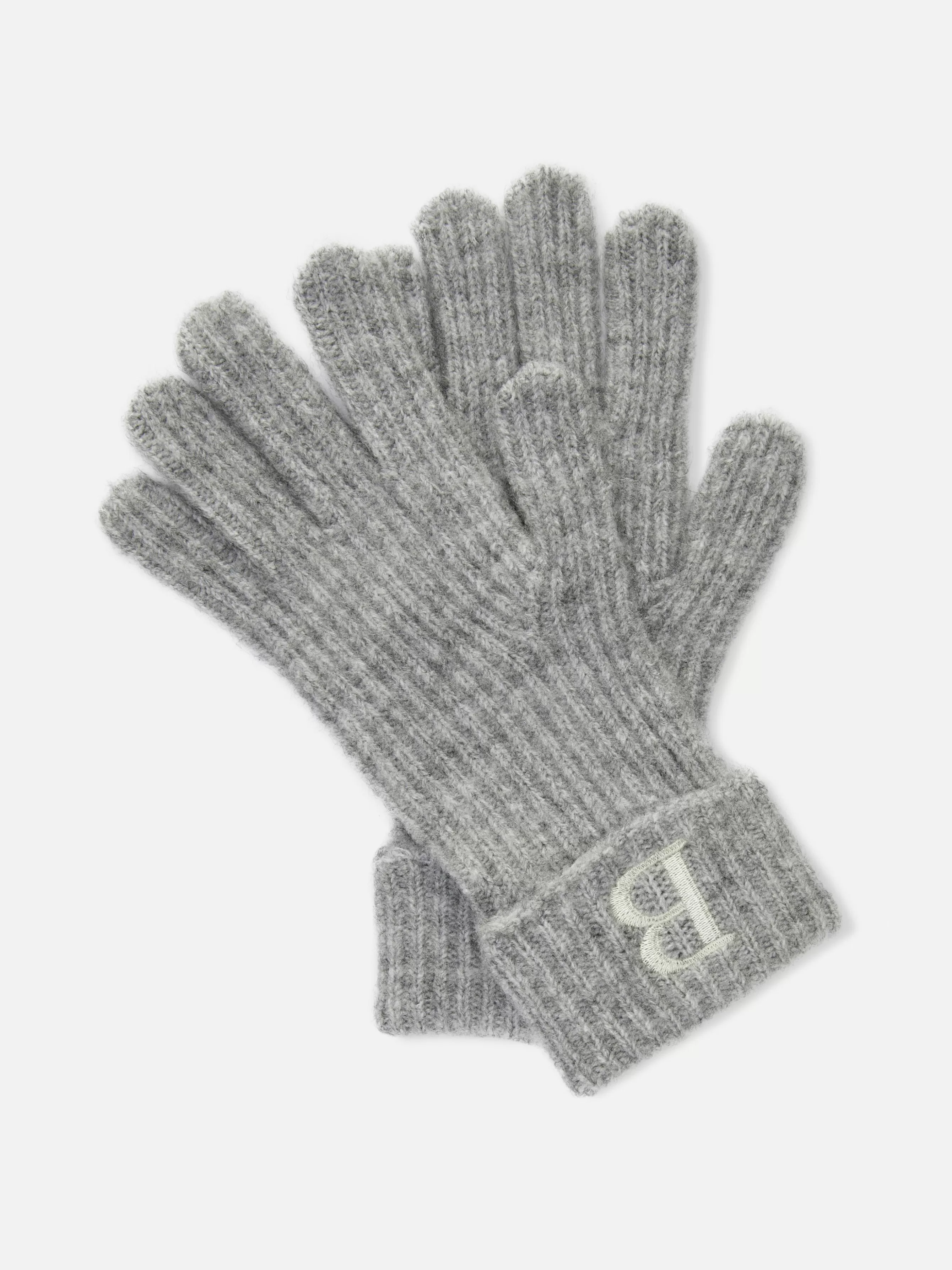 Outlet Primark Gants En Maille Côtelée Avec Initiale Brodée Gris