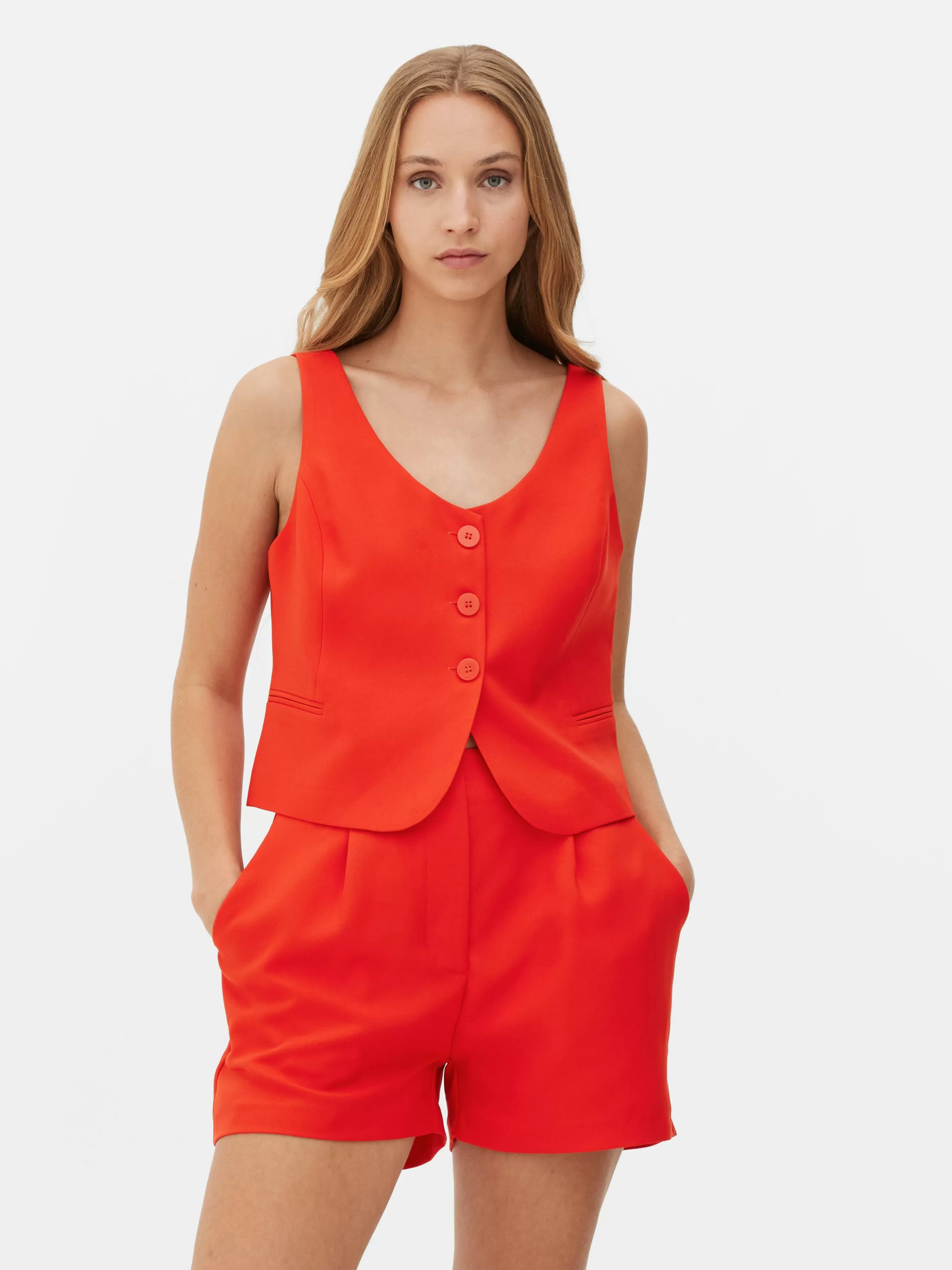 Flash Sale Primark Gilet De Costume à Encolure Décolletée Rouge vif