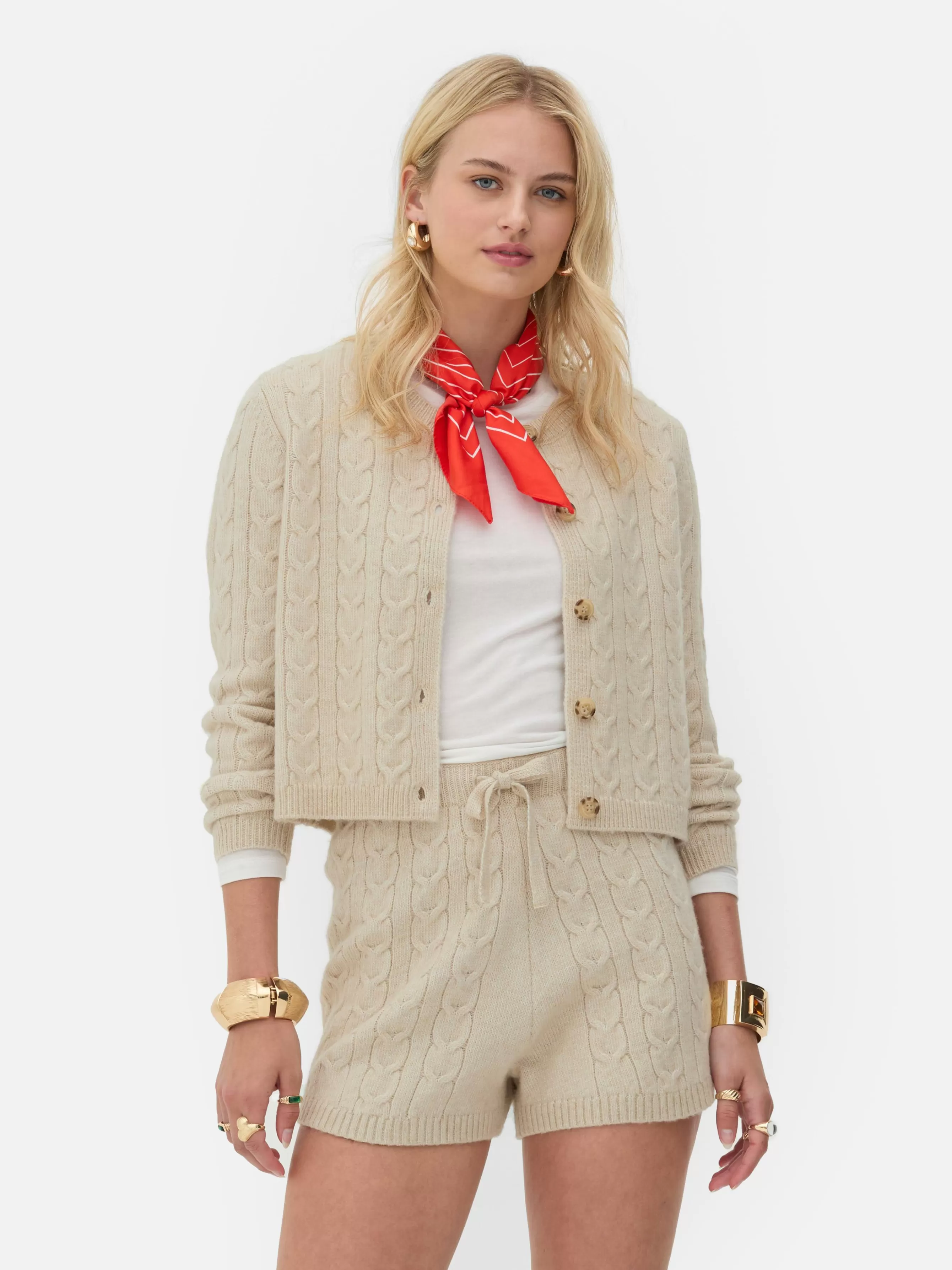 Fashion Primark Gilet En Maille Torsadée Rita Ora Beige