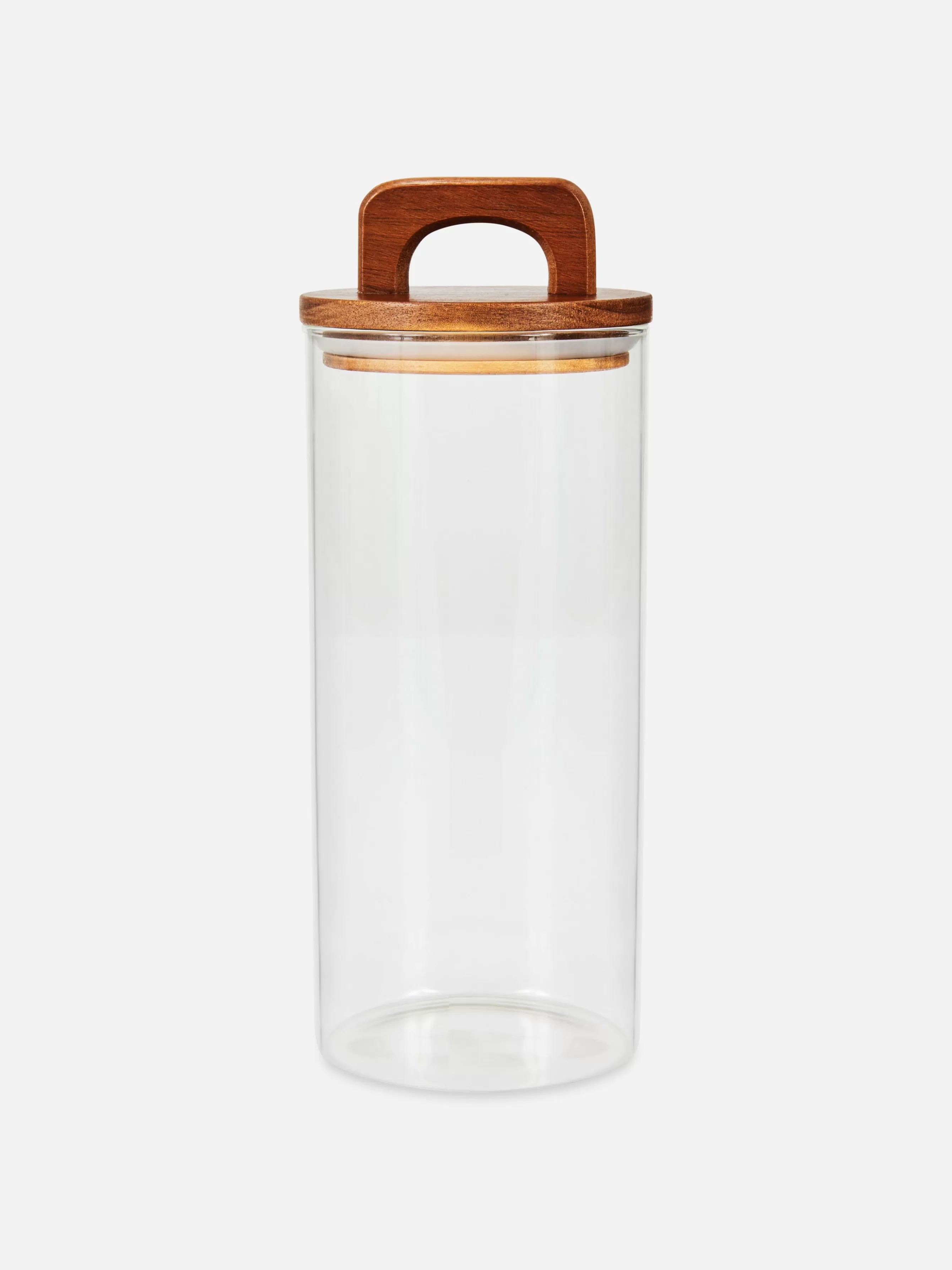 Cheap Primark Grande Boîte En Verre Avec Poignée En Bois Transparent