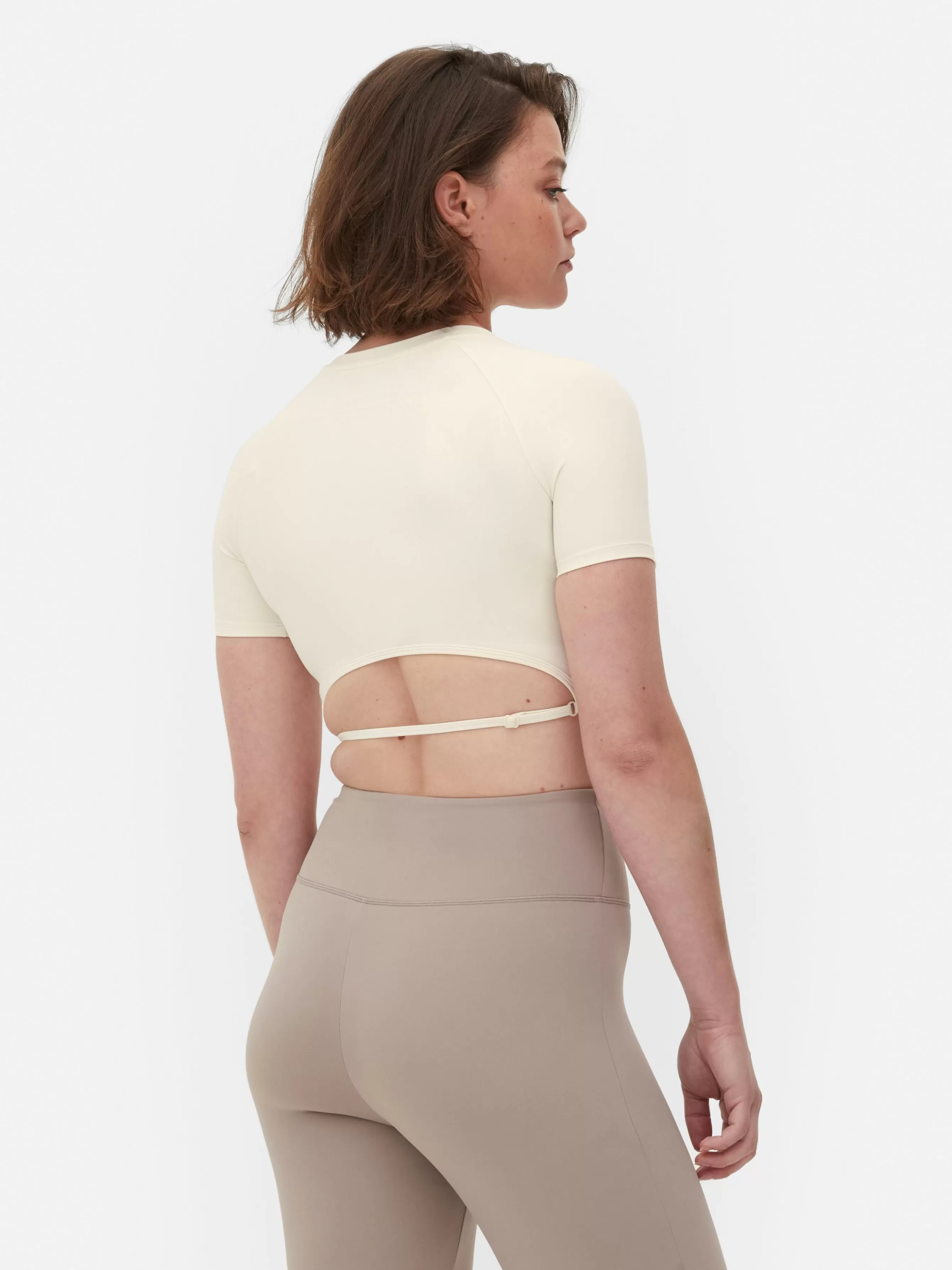 New Primark Haut Court De Sport En Tissu Ultra-doux Rita Ora Ivoire