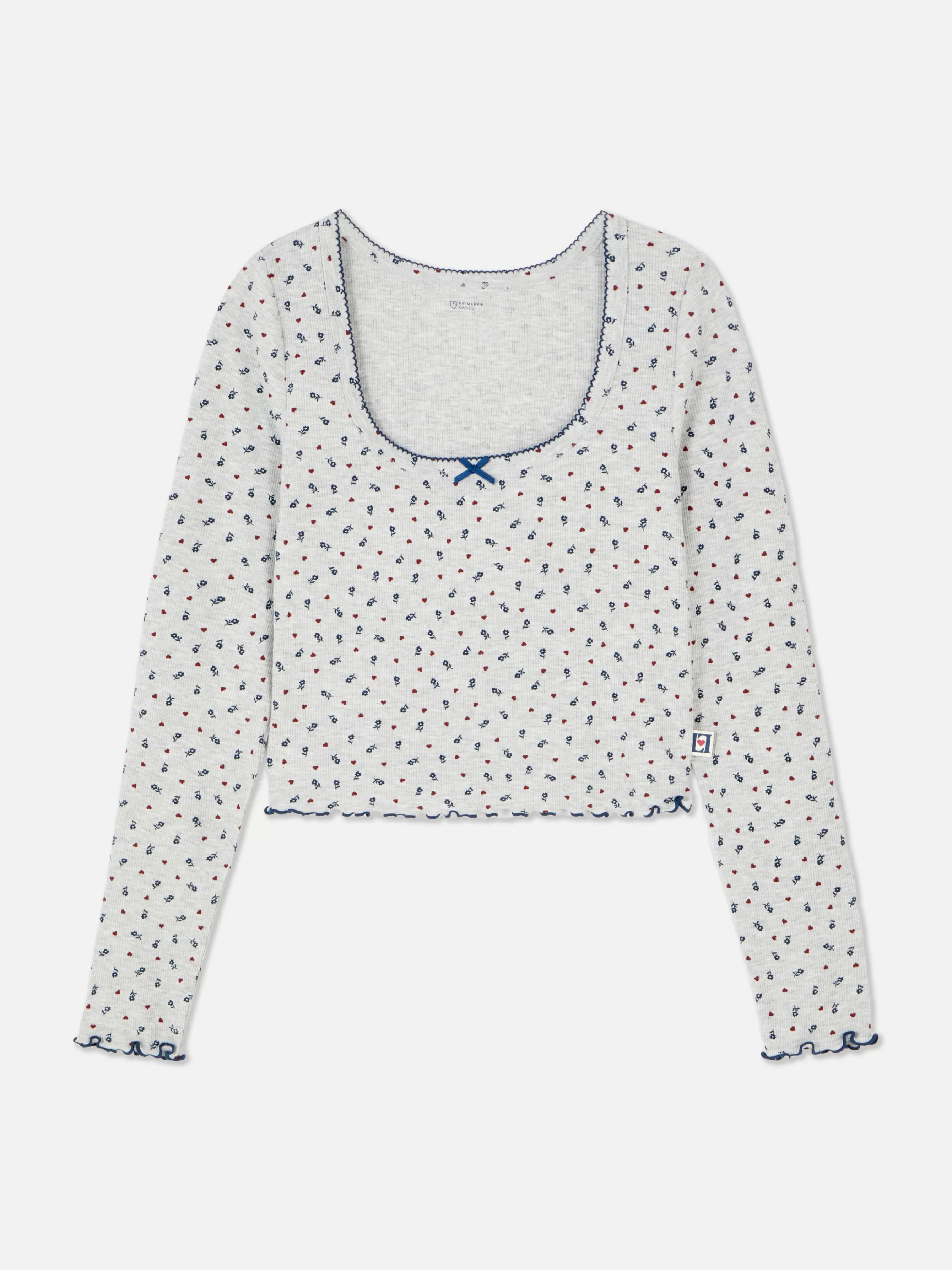 Best Sale Primark Haut De Pyjama Côtelé à Petites Fleurs Gris