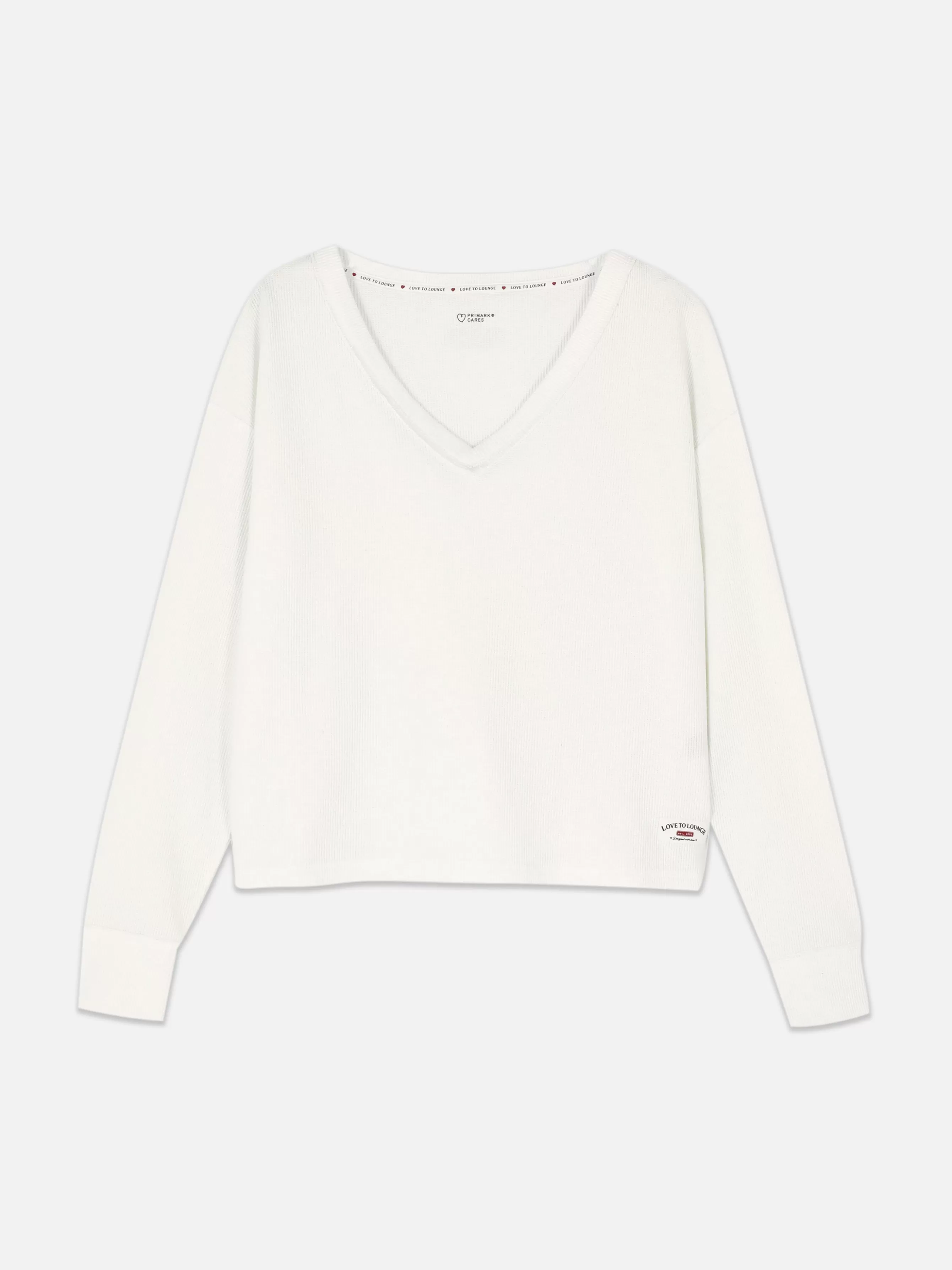 Online Primark Haut De Pyjama Large à Manches Longues Et Col En V Blanc