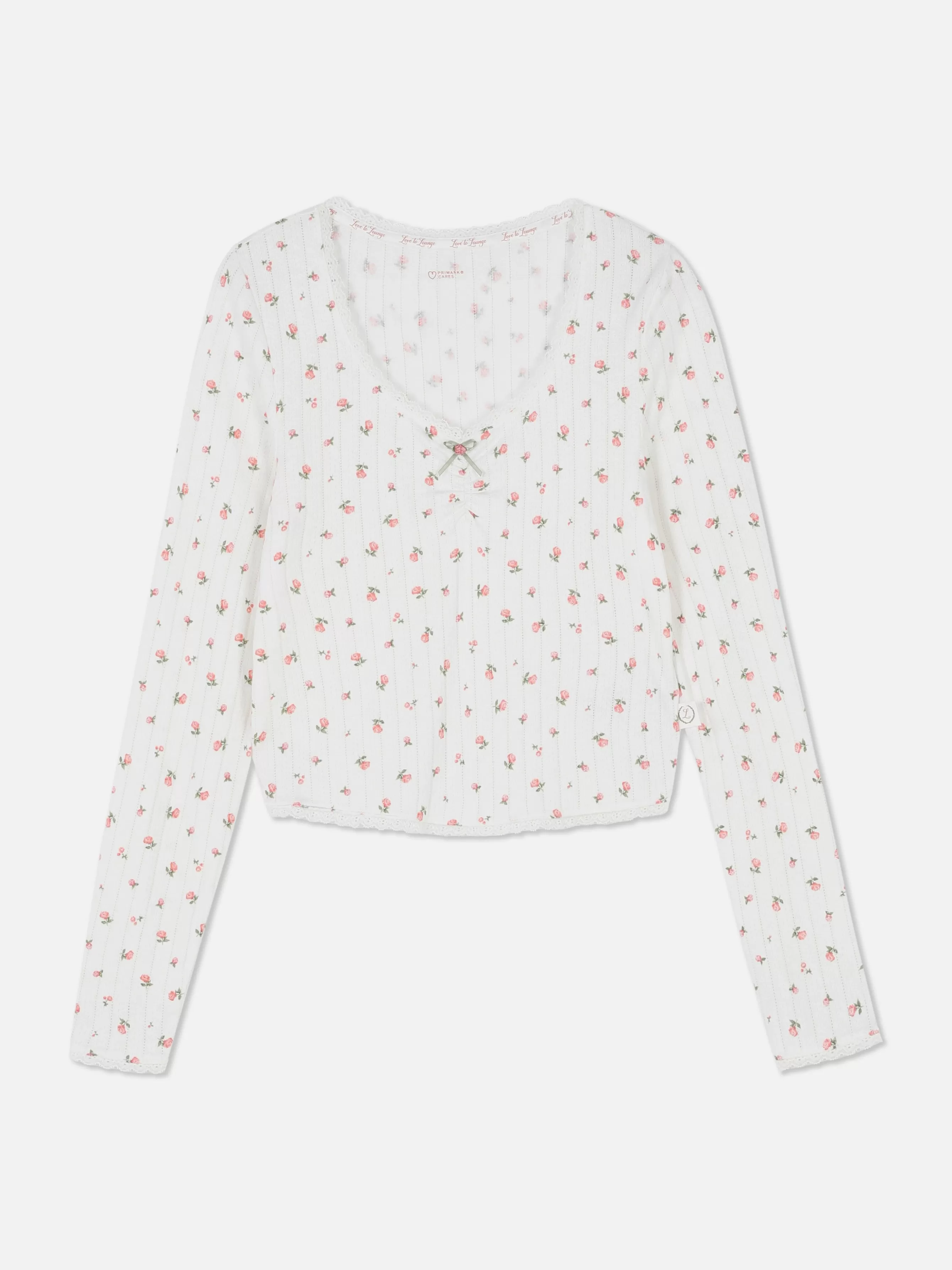 New Primark Haut De Pyjama Rose En Pointelle à Manches Longues Multicolore