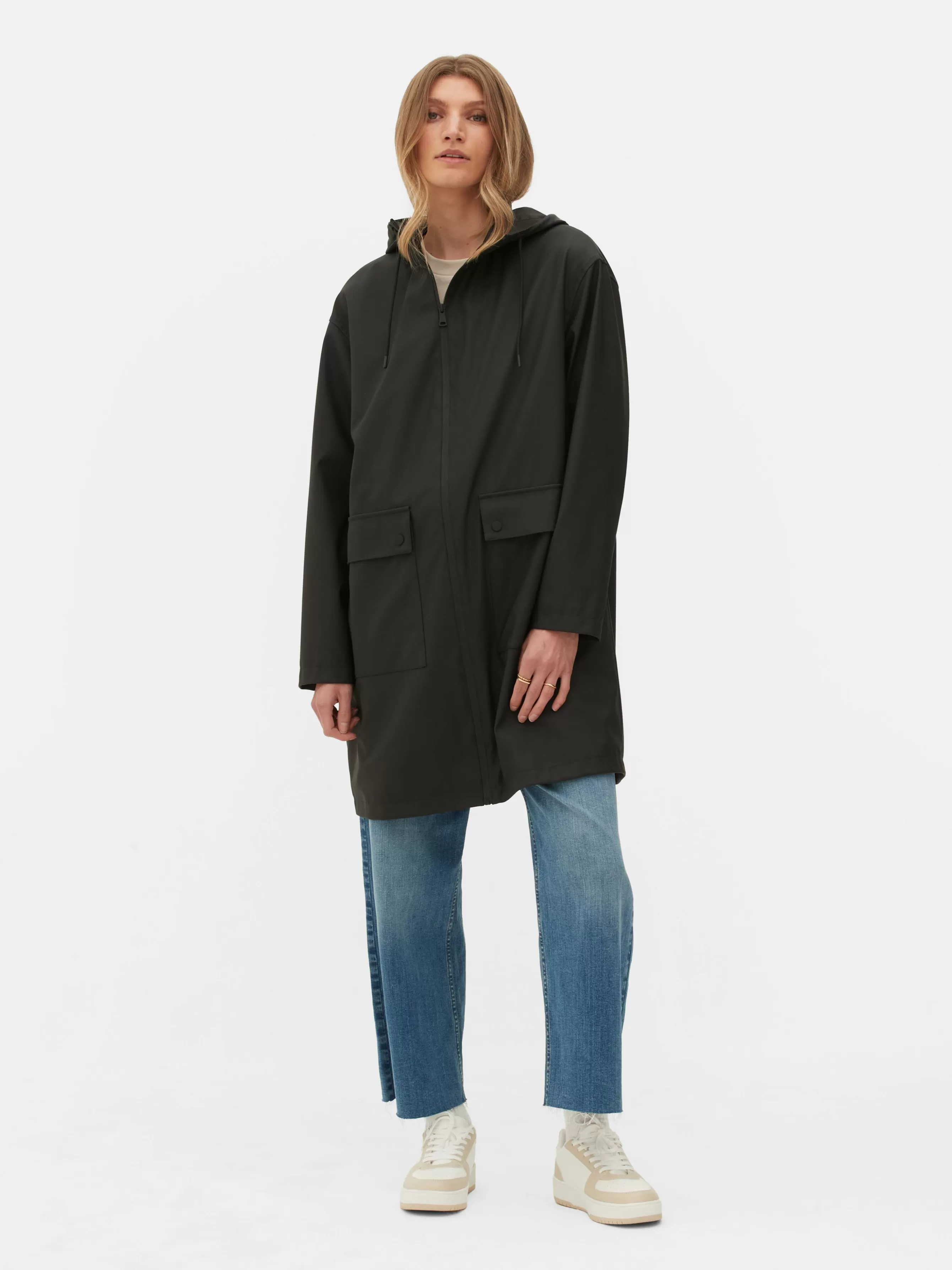 Best Sale Primark Imperméable Caoutchouté à Capuche Noir