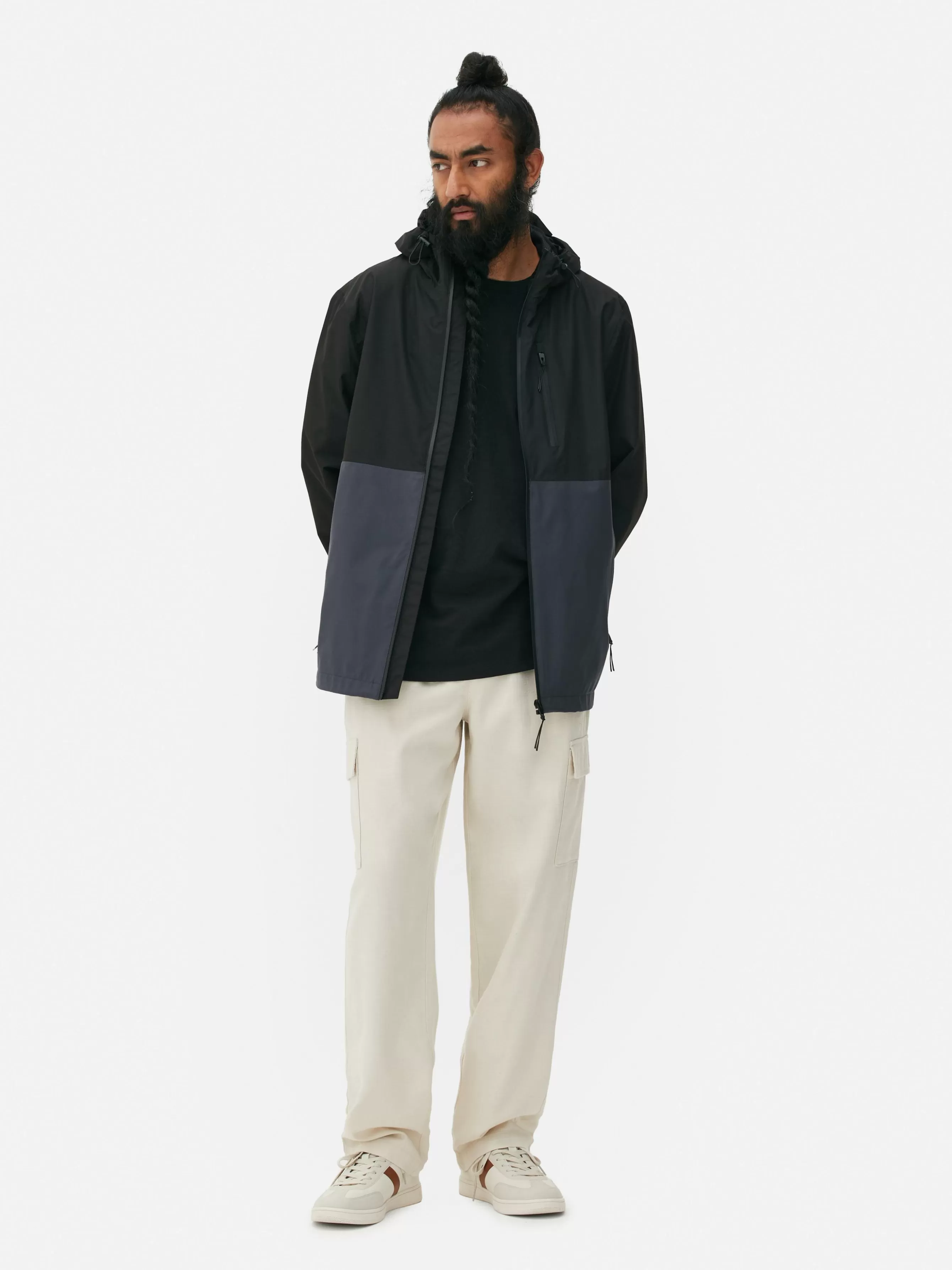 Fashion Primark Imperméable Color Block à Poches Multiples Bleu marine