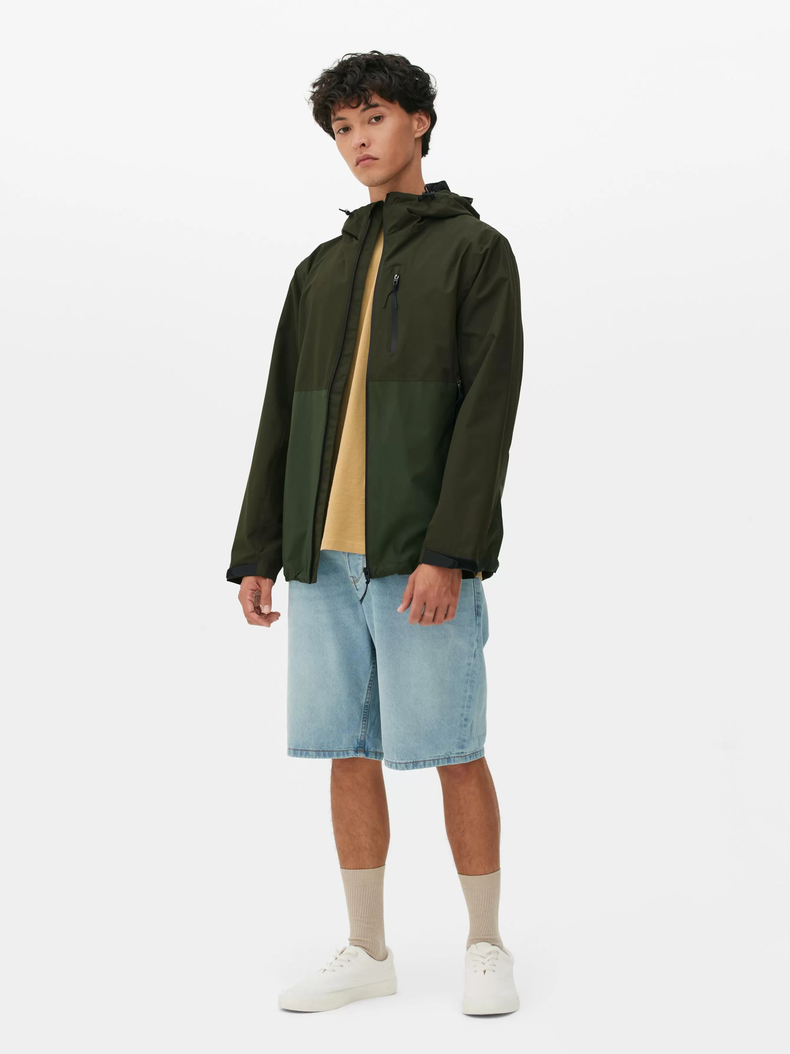 Fashion Primark Imperméable Color Block à Poches Multiples Vert