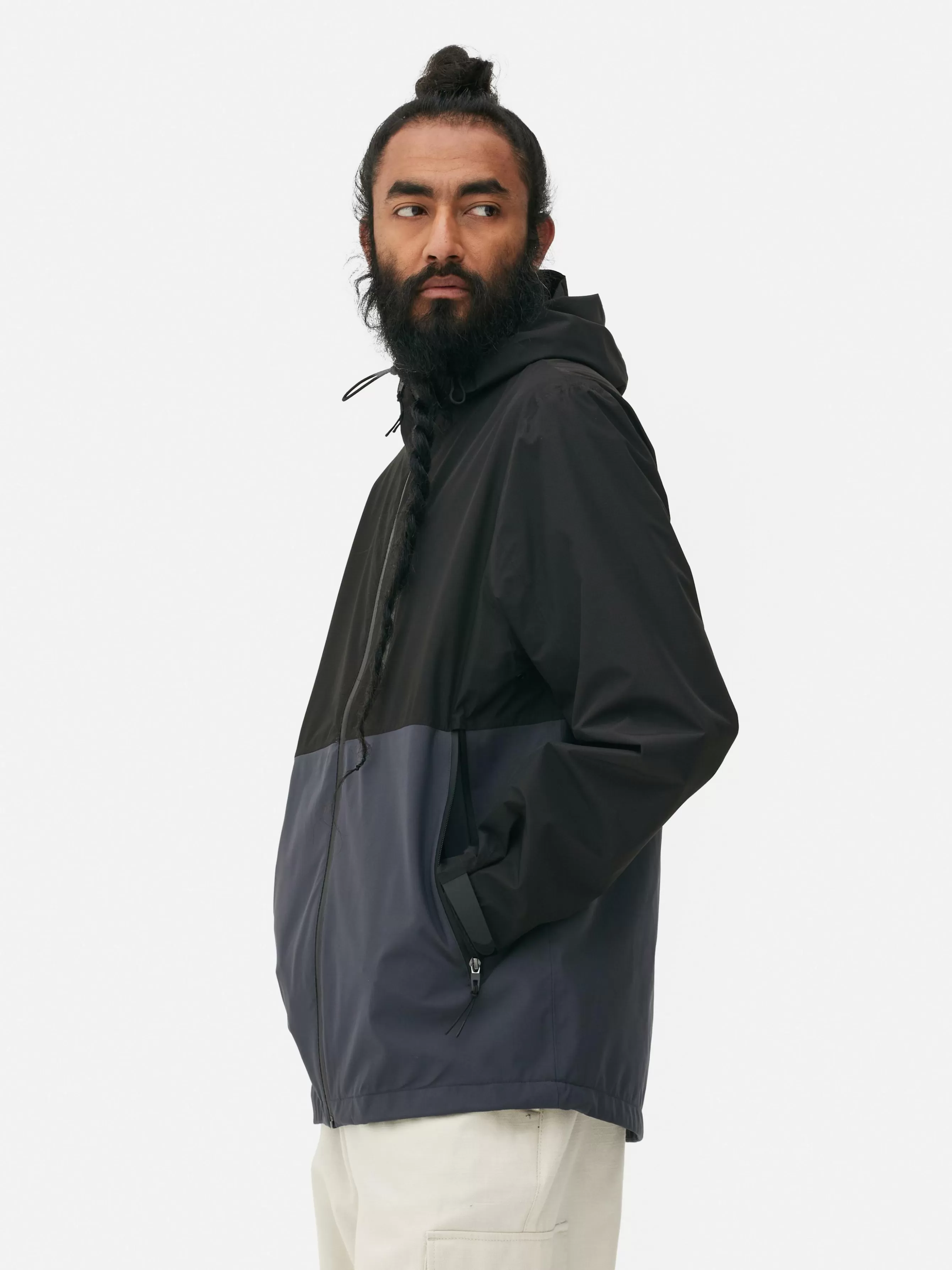 Fashion Primark Imperméable Color Block à Poches Multiples Bleu marine