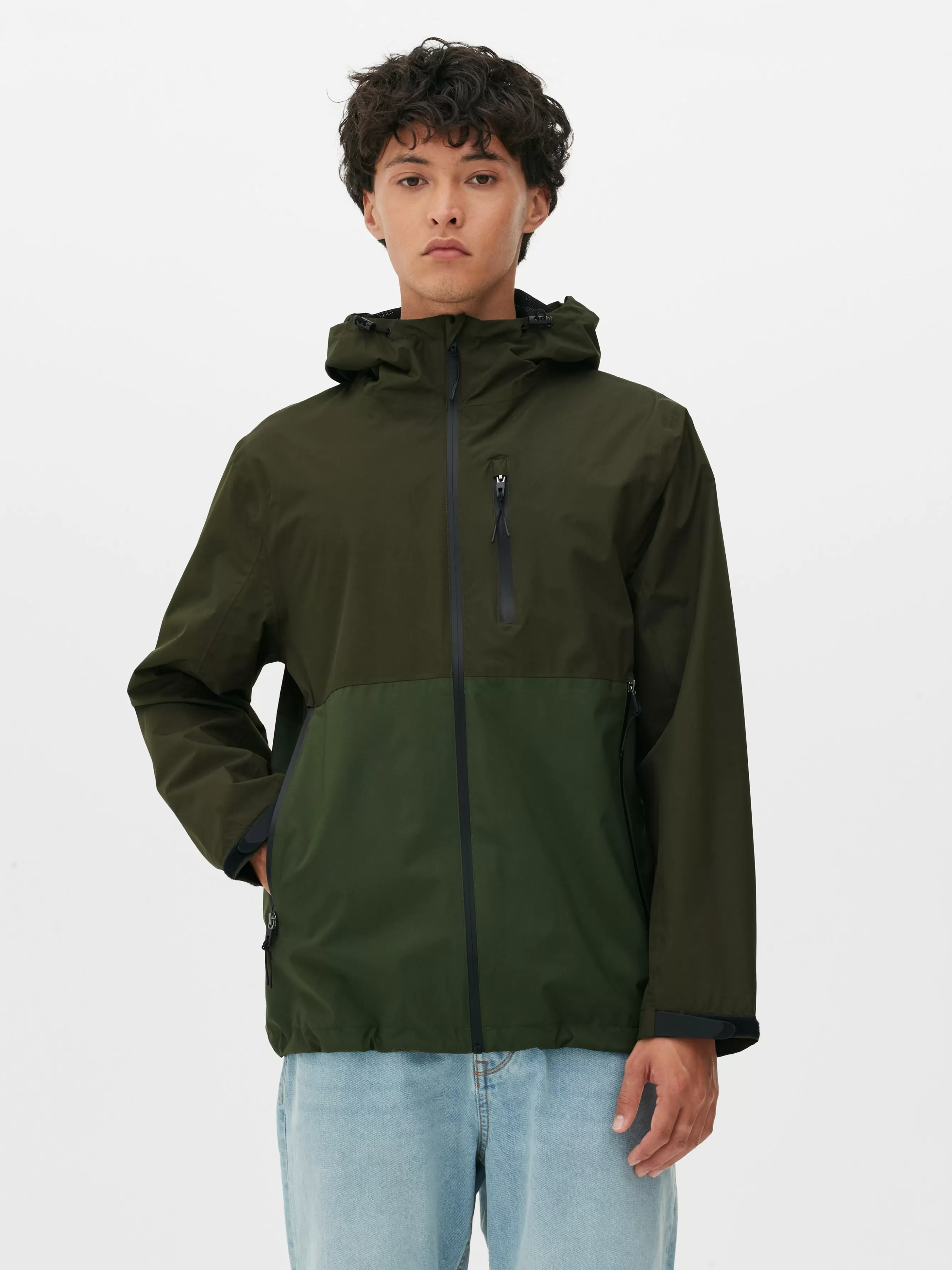 Fashion Primark Imperméable Color Block à Poches Multiples Vert