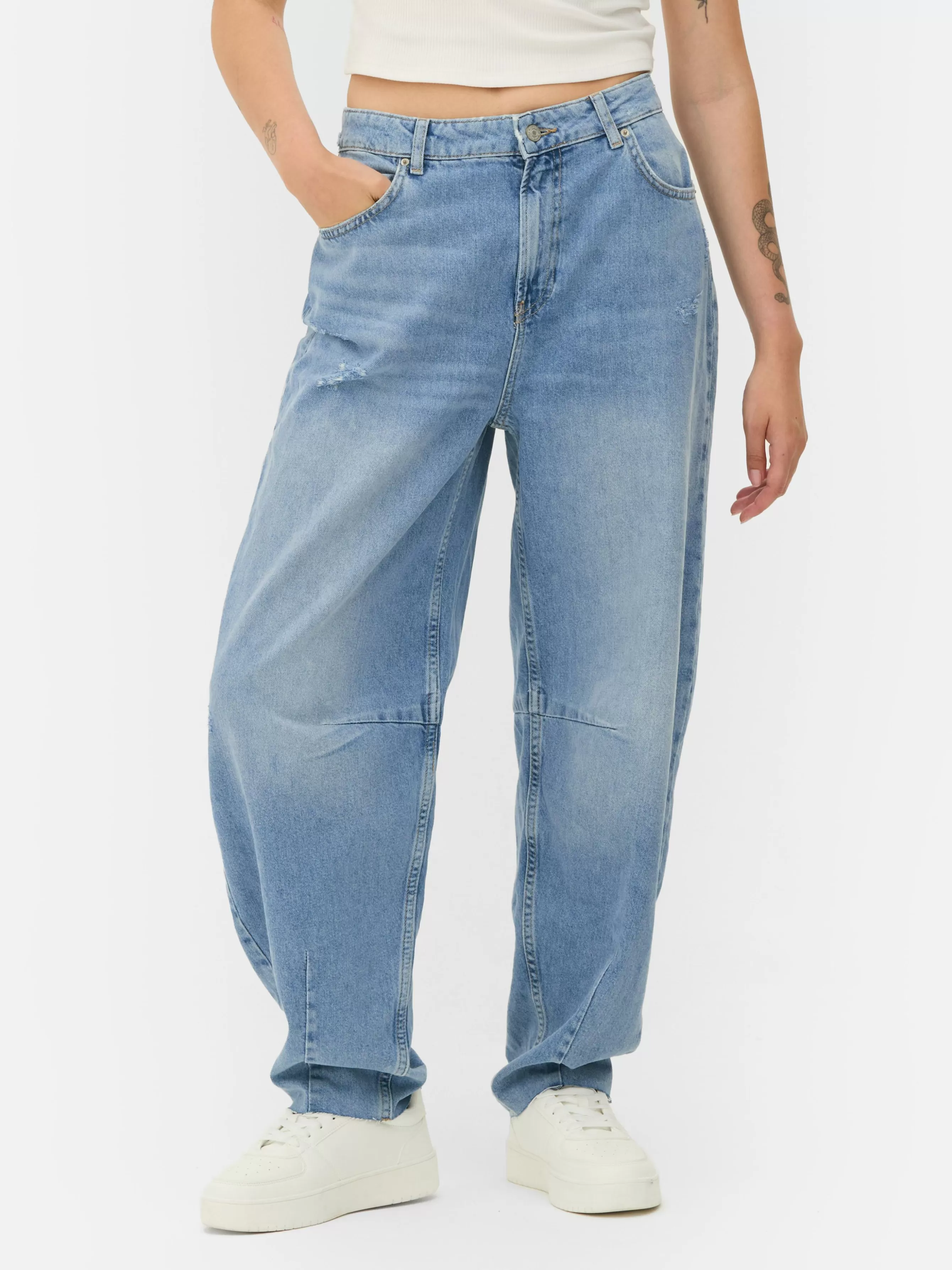 Online Primark Jean Barrel Bleu clair