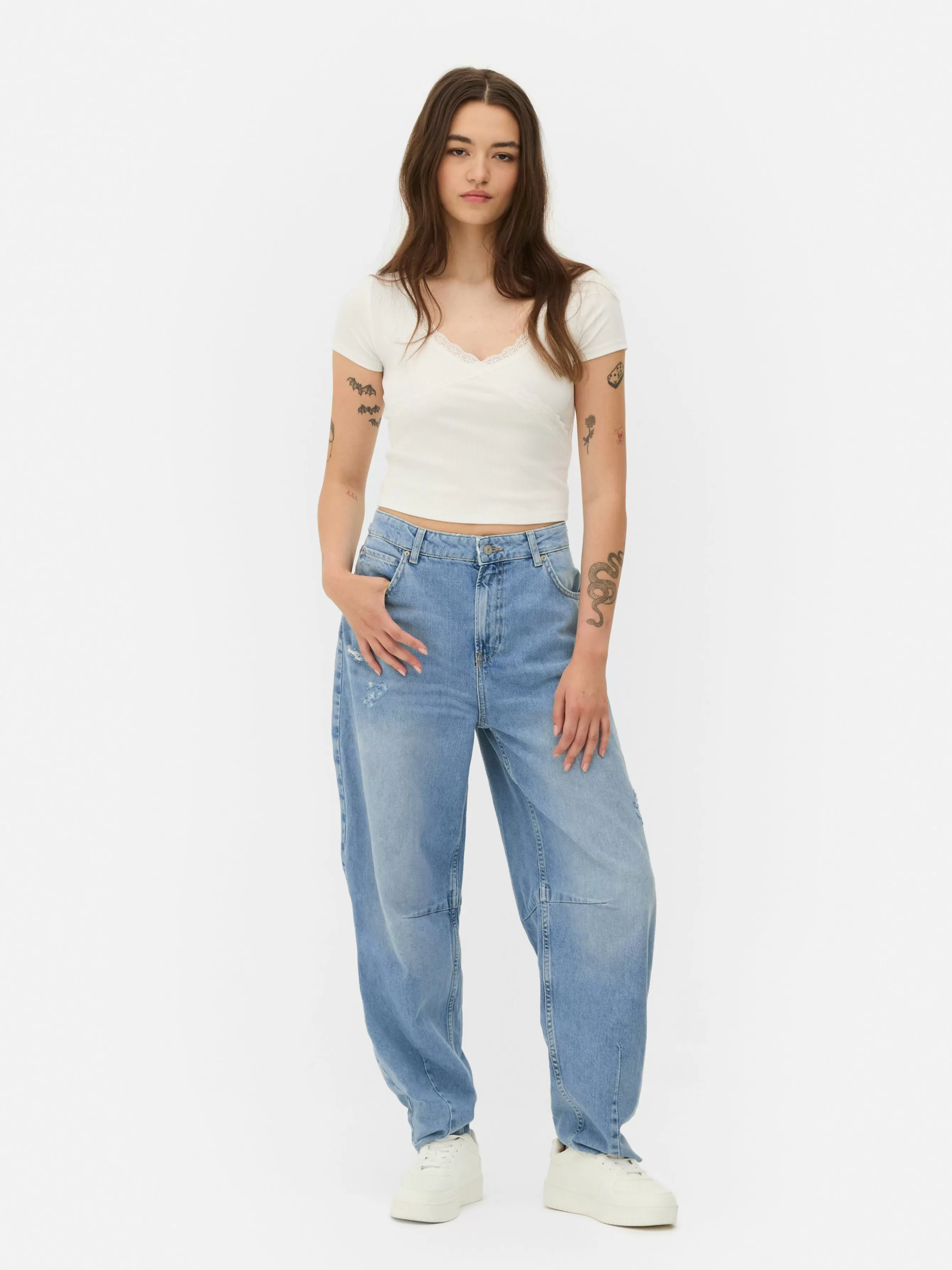 Online Primark Jean Barrel Bleu clair