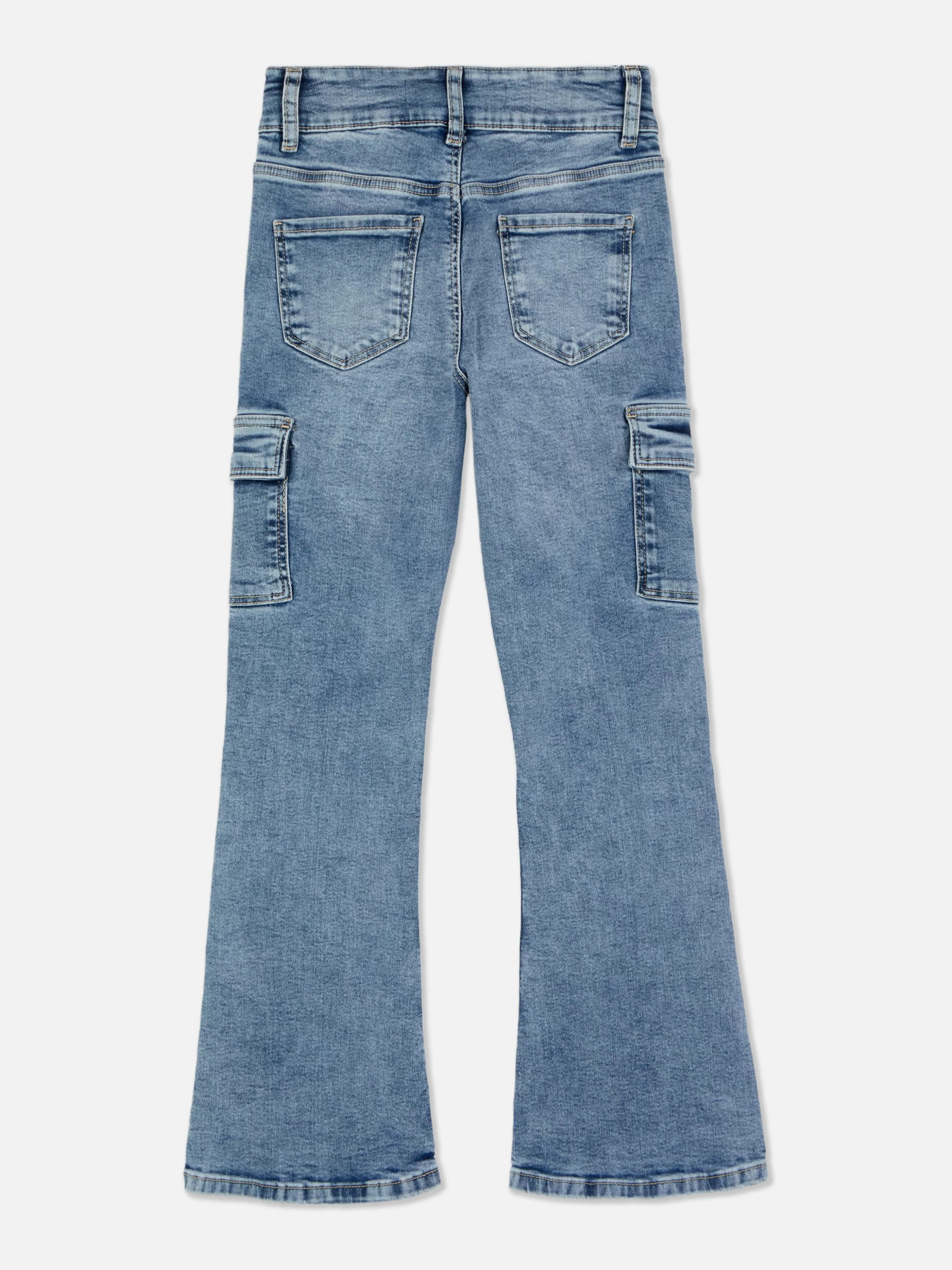 Discount Primark Jean Denim Cargo évasé Bleu moyen