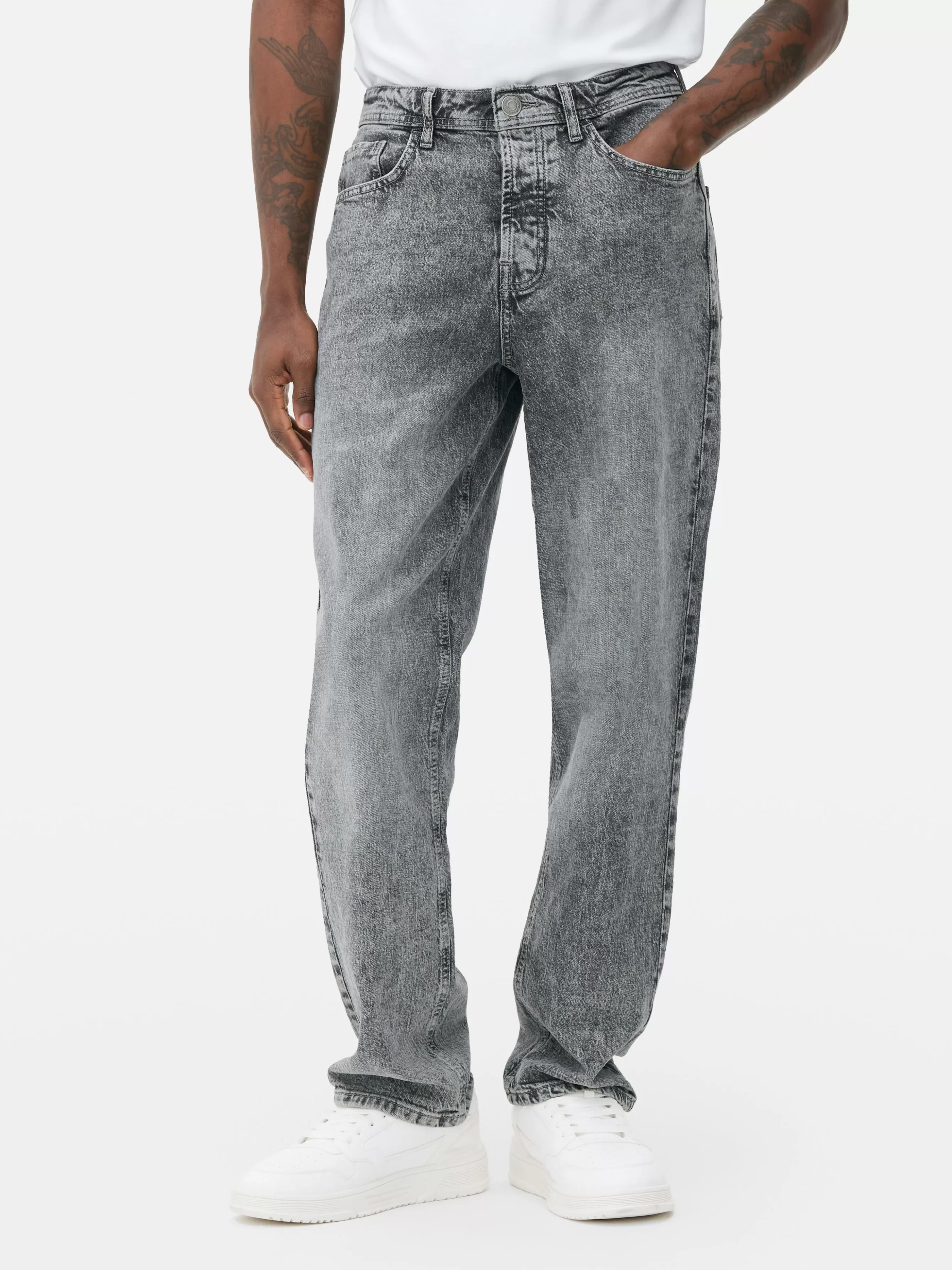 Discount Primark Jean Droit Décontracté Gris