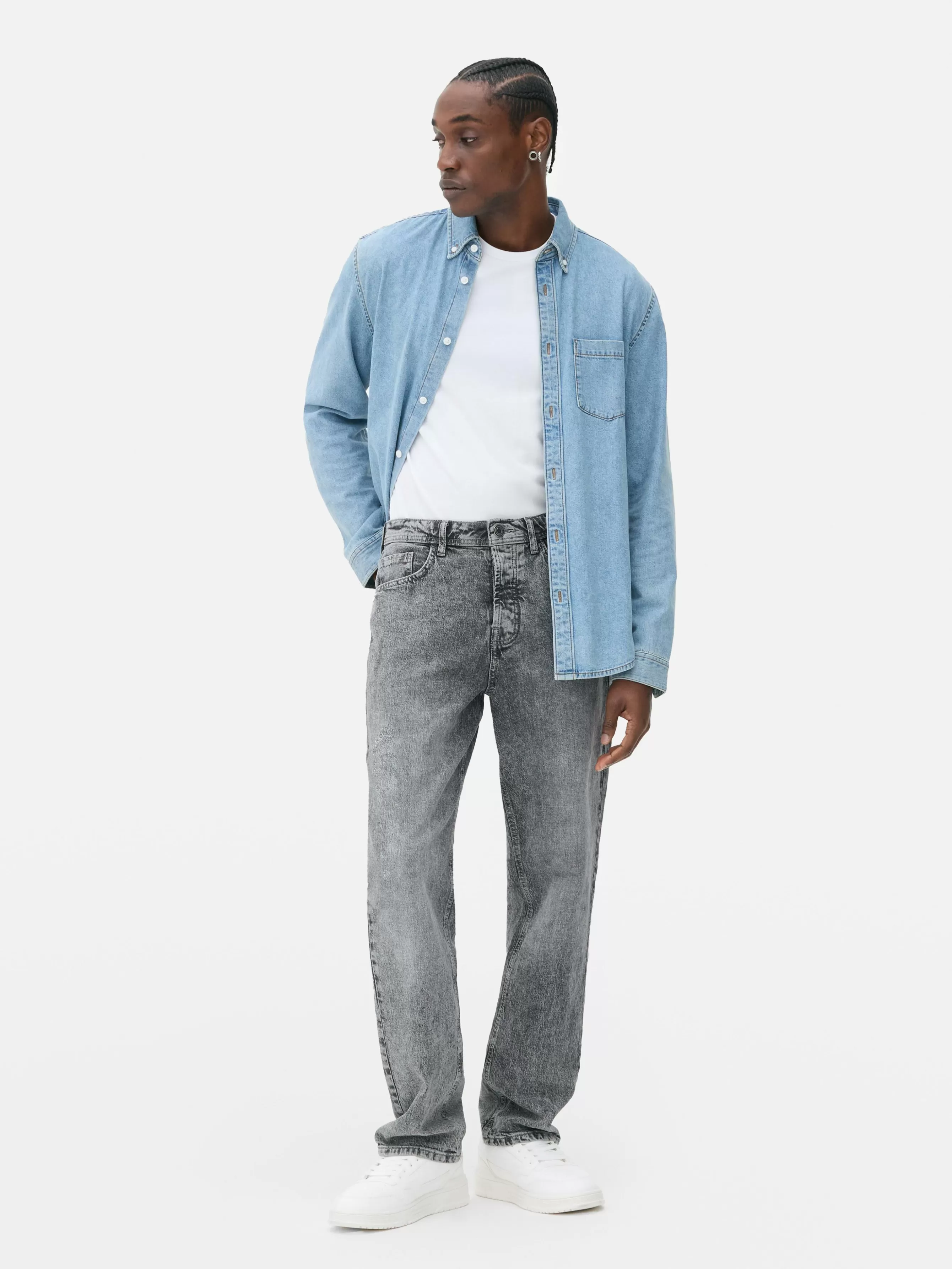 Discount Primark Jean Droit Décontracté Gris