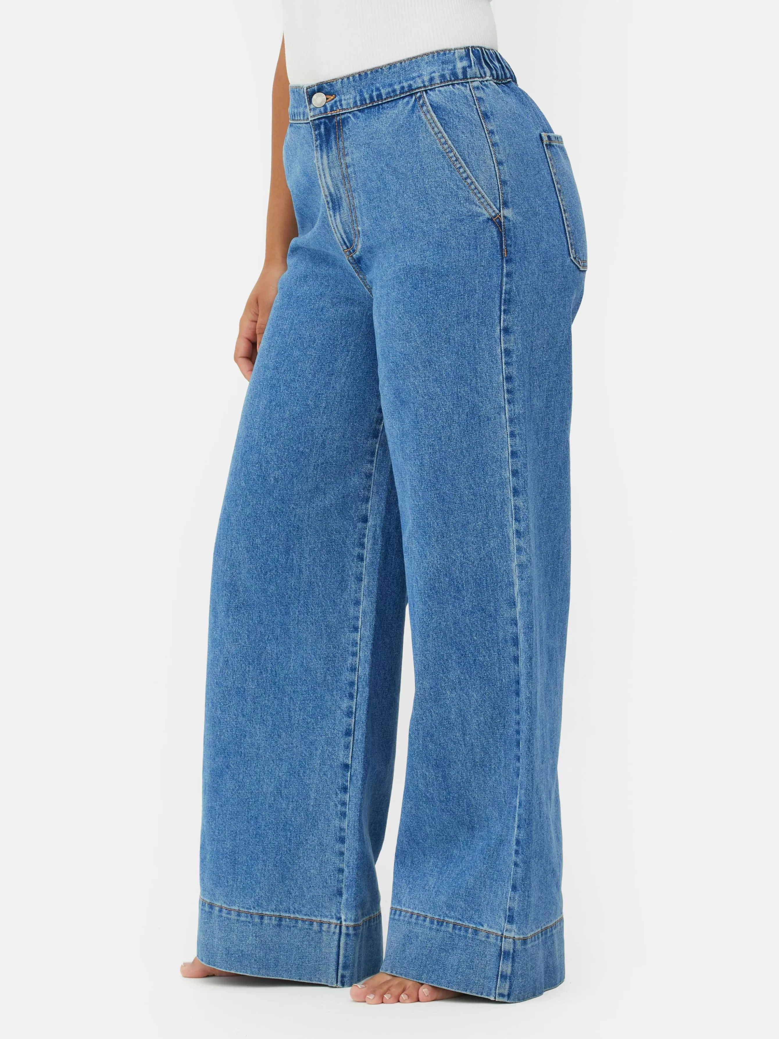 Clearance Primark Jean Large élastiqué Bleu moyen