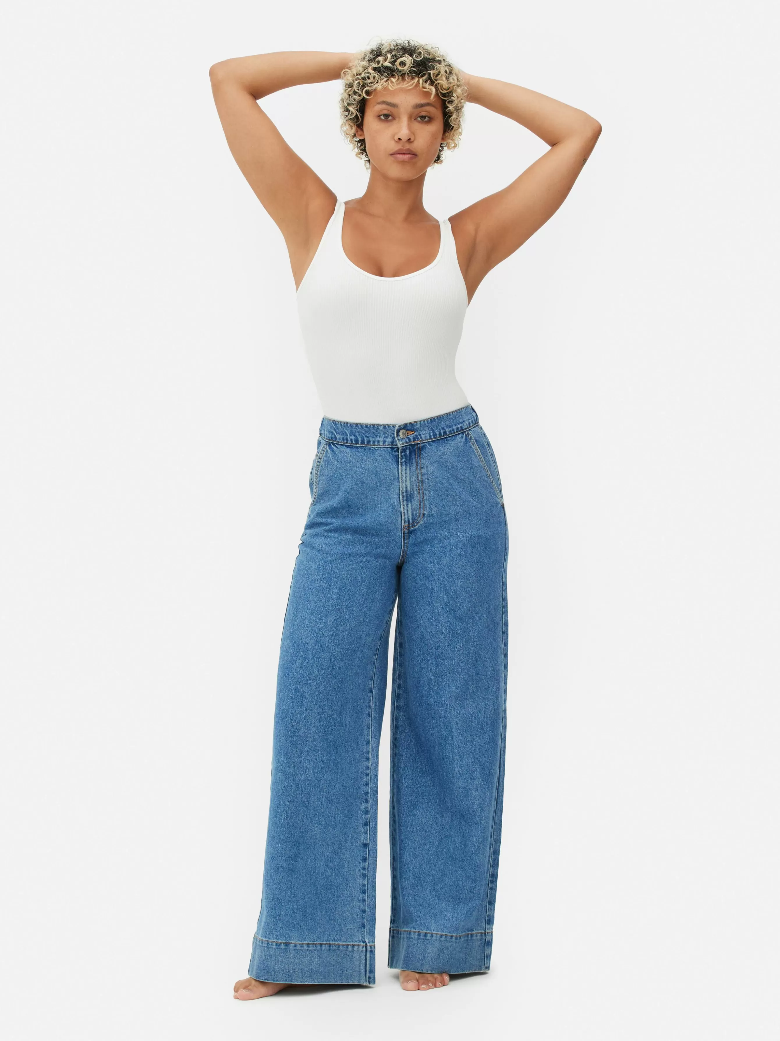 Clearance Primark Jean Large élastiqué Bleu moyen