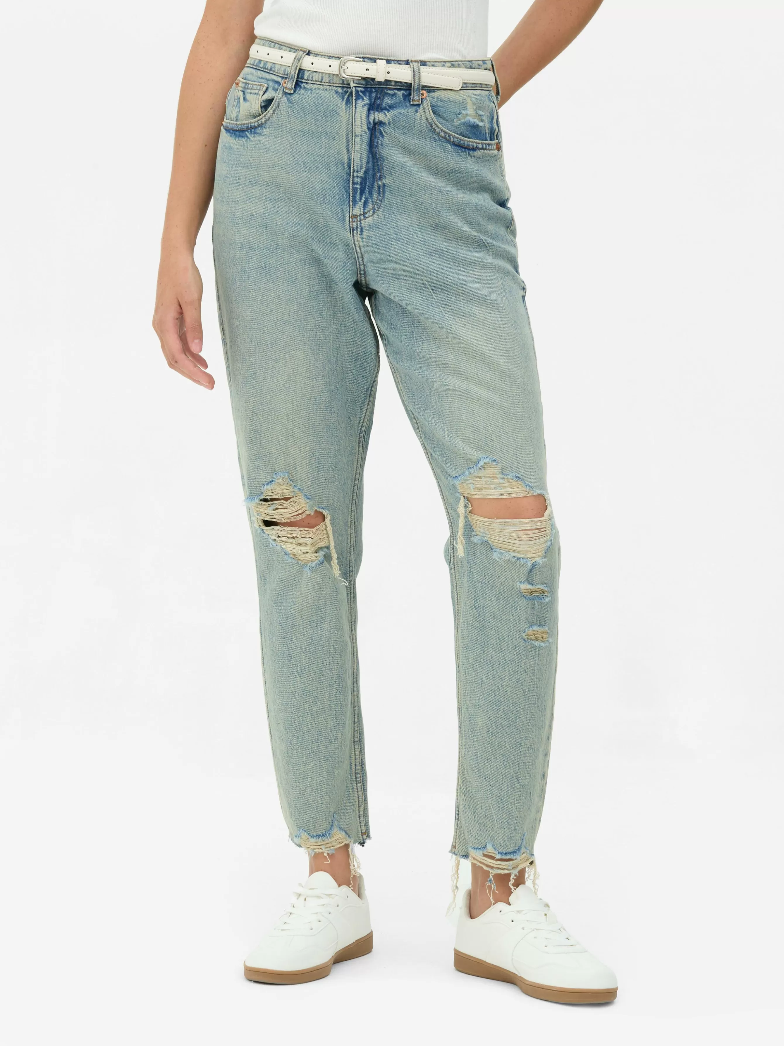 Flash Sale Primark Jean Mom En Denim Déchiré Bleu clair