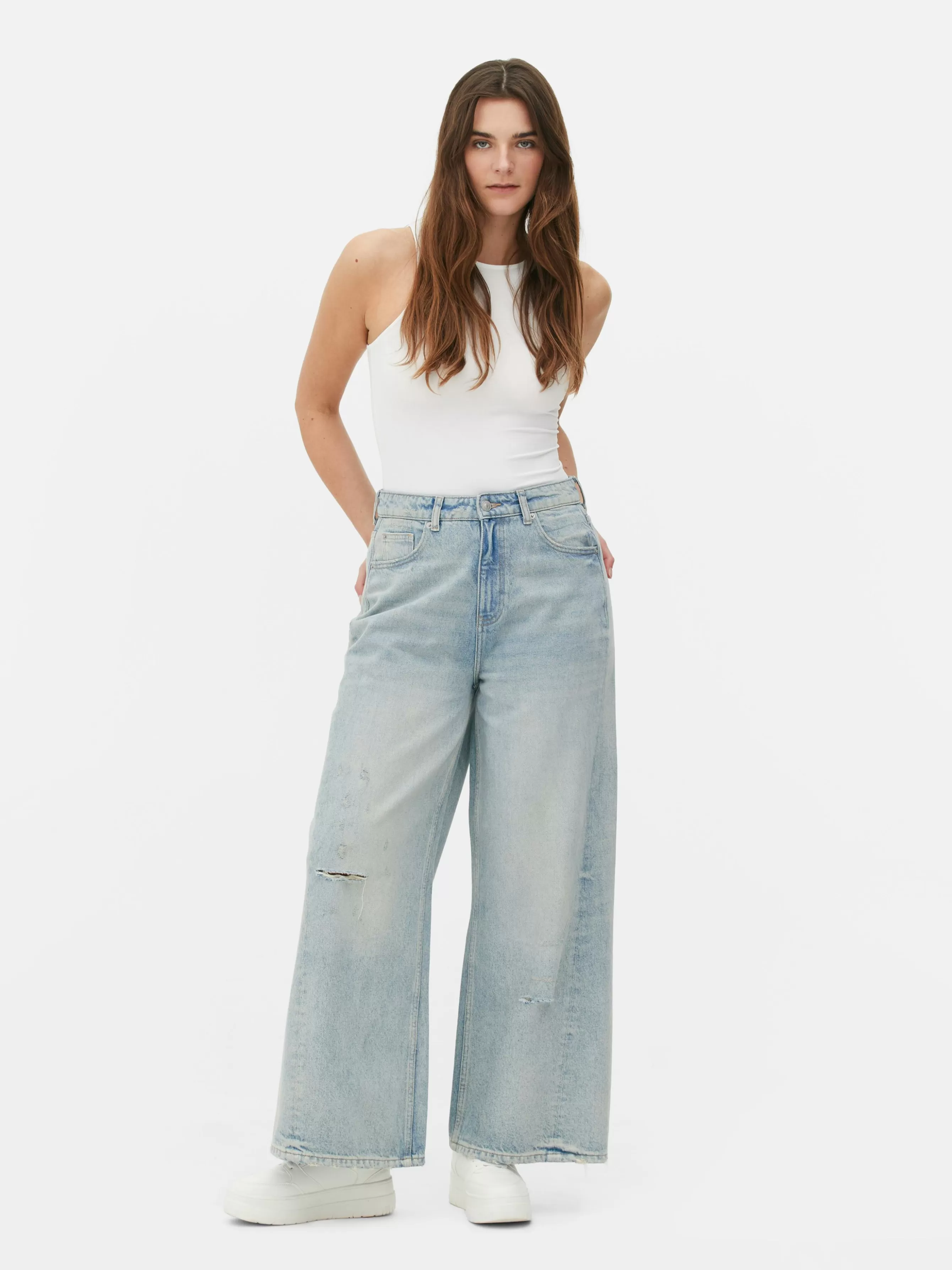 Store Primark Jean Skater Effet Légèrement Vieilli Bleu