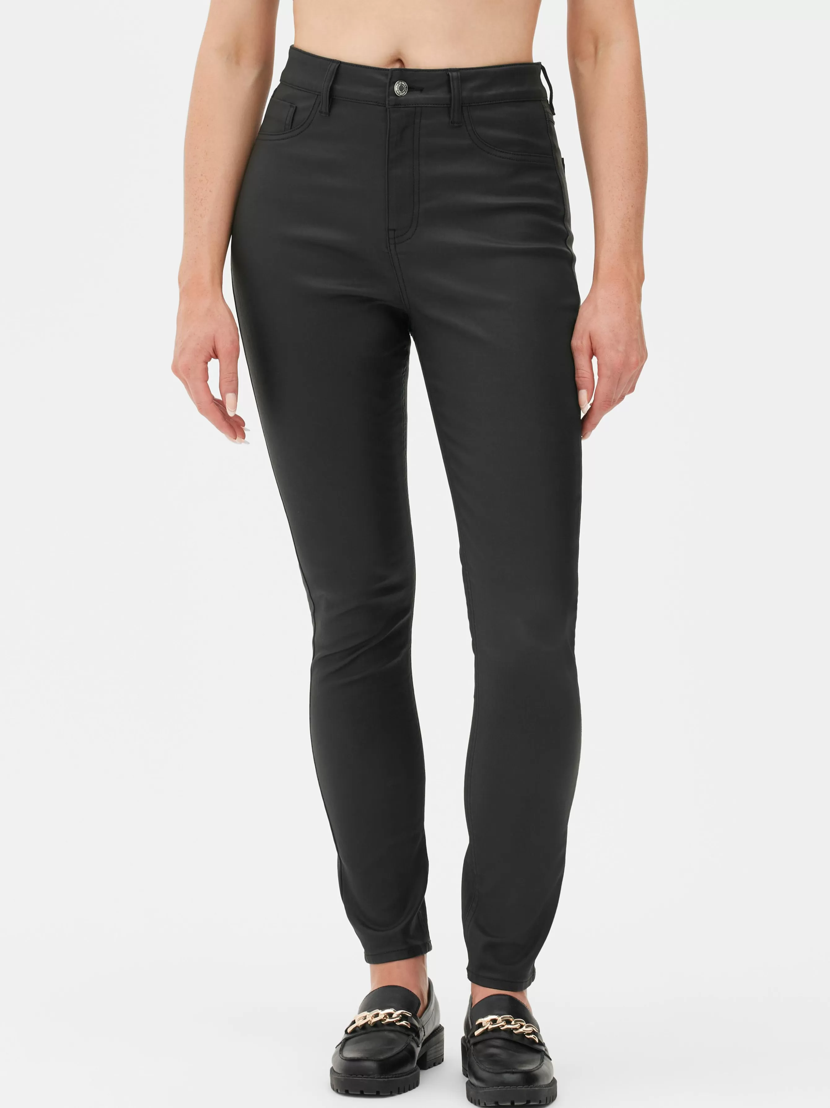 Fashion Primark Jean Skinny Enduit à Taille Haute Noir