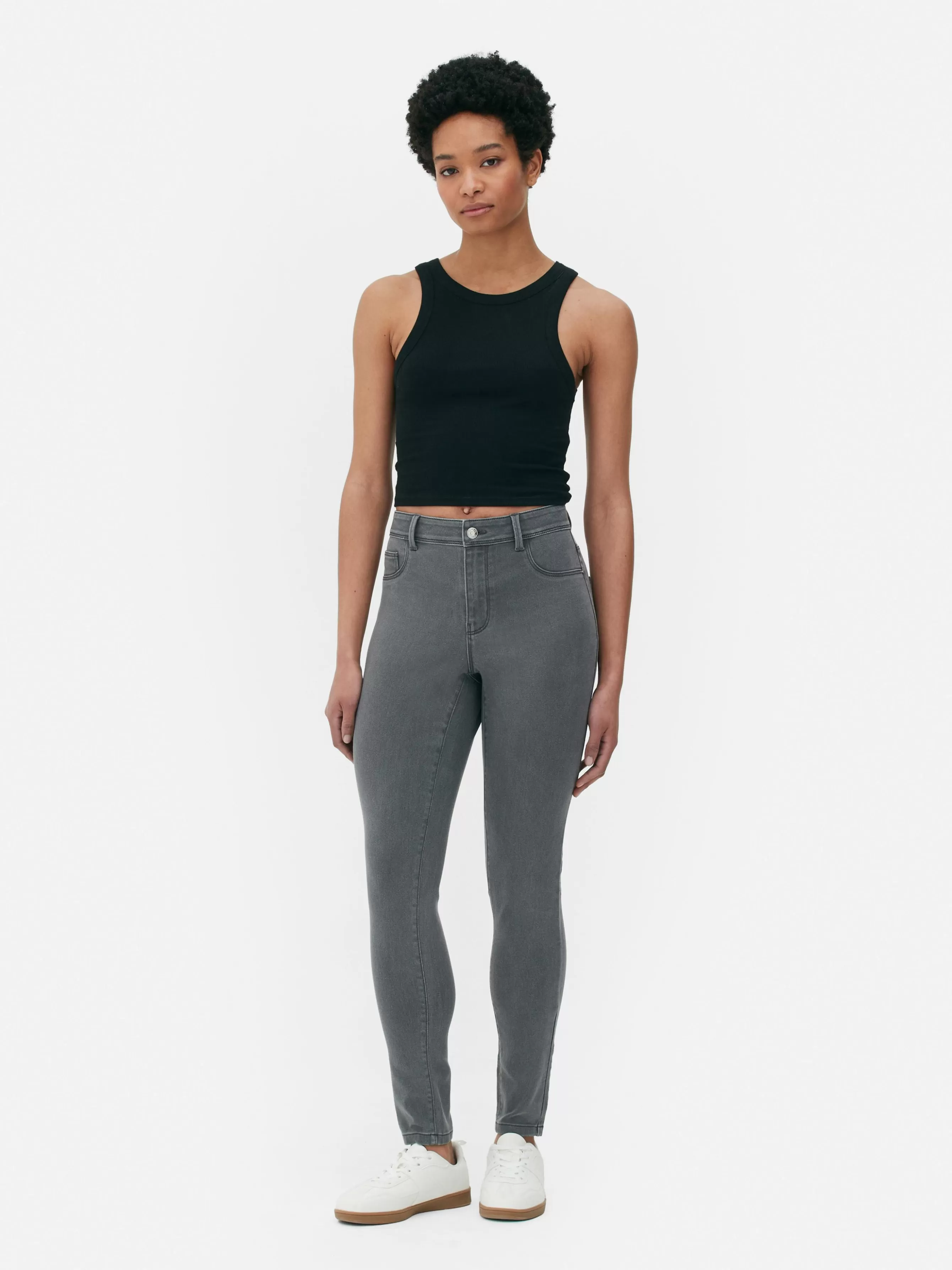 Outlet Primark Jean Skinny Taille Mi-haute Essential Gris