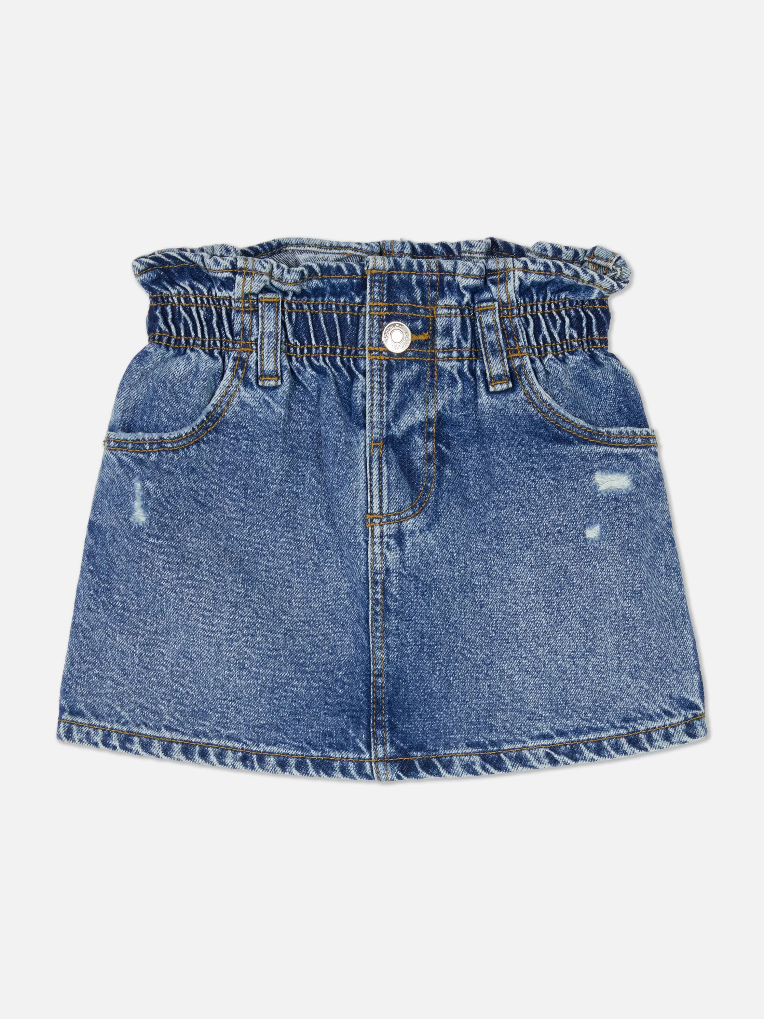 Flash Sale Primark Jupe En Jean à Taille Froncée Effet Vieilli Bleu