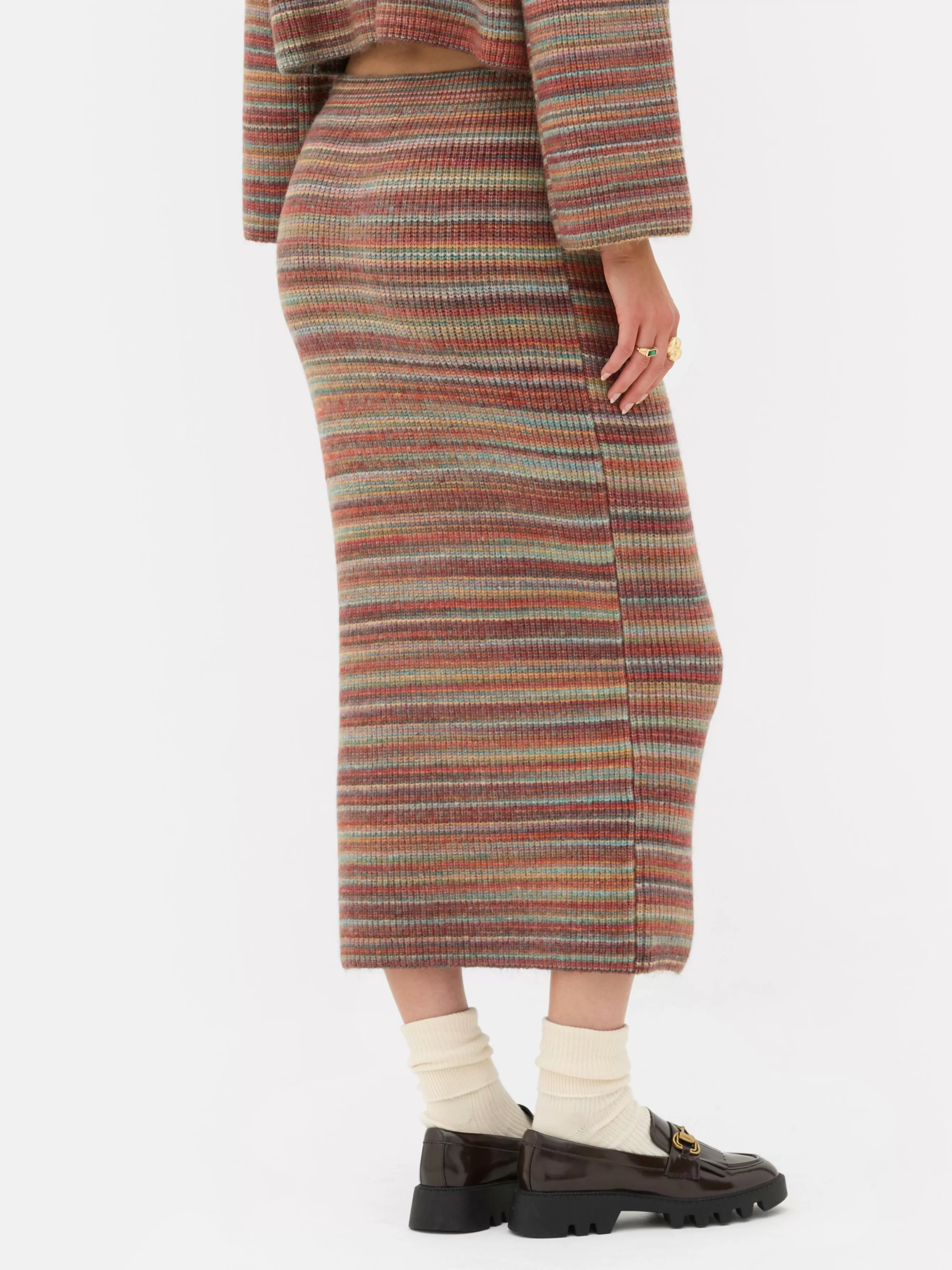 Cheap Primark Jupe Mi-longue En Tricot Rayé Rita Ora à Coordonner Multicolore