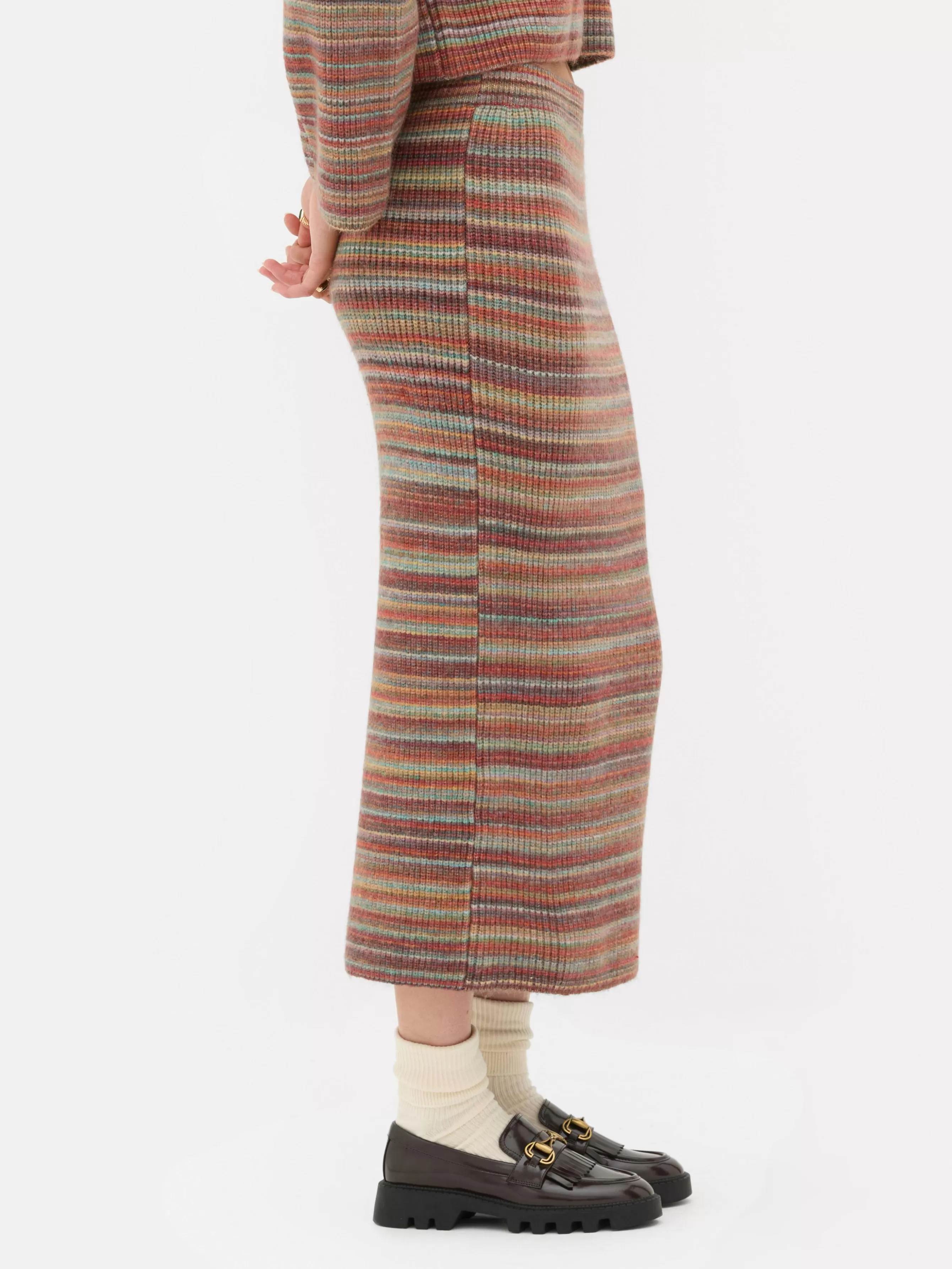 Cheap Primark Jupe Mi-longue En Tricot Rayé Rita Ora à Coordonner Multicolore