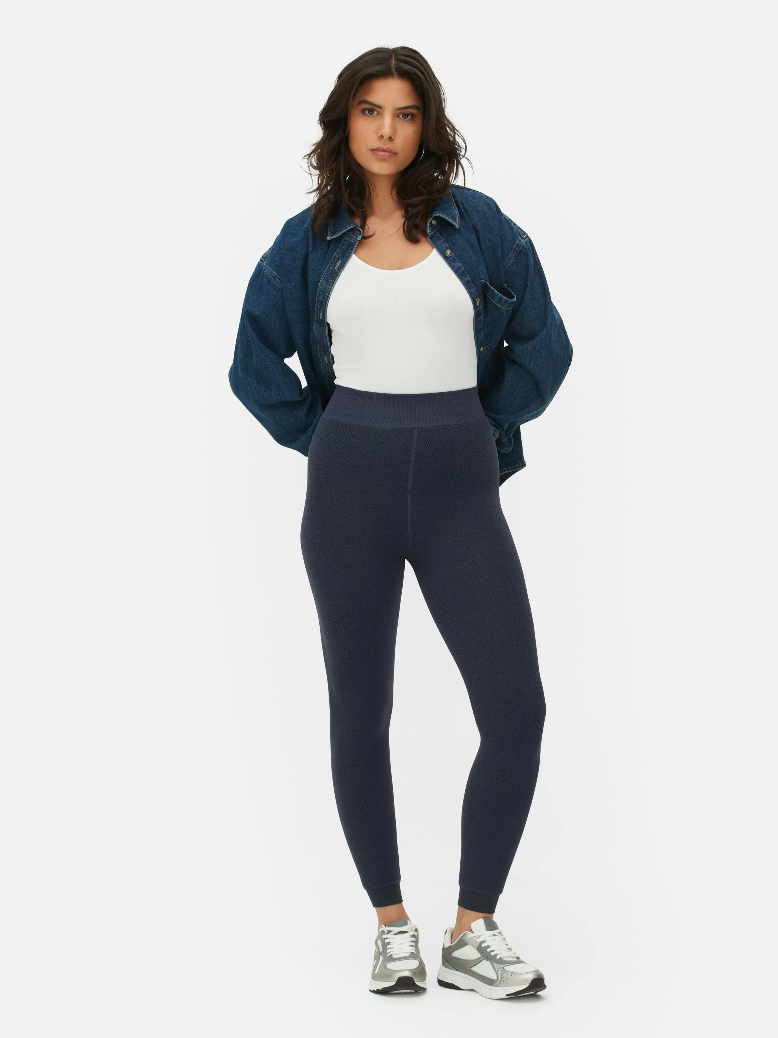 Sale Primark Legging Effet Denim Doublé De Velours Duveteux Bleu marine