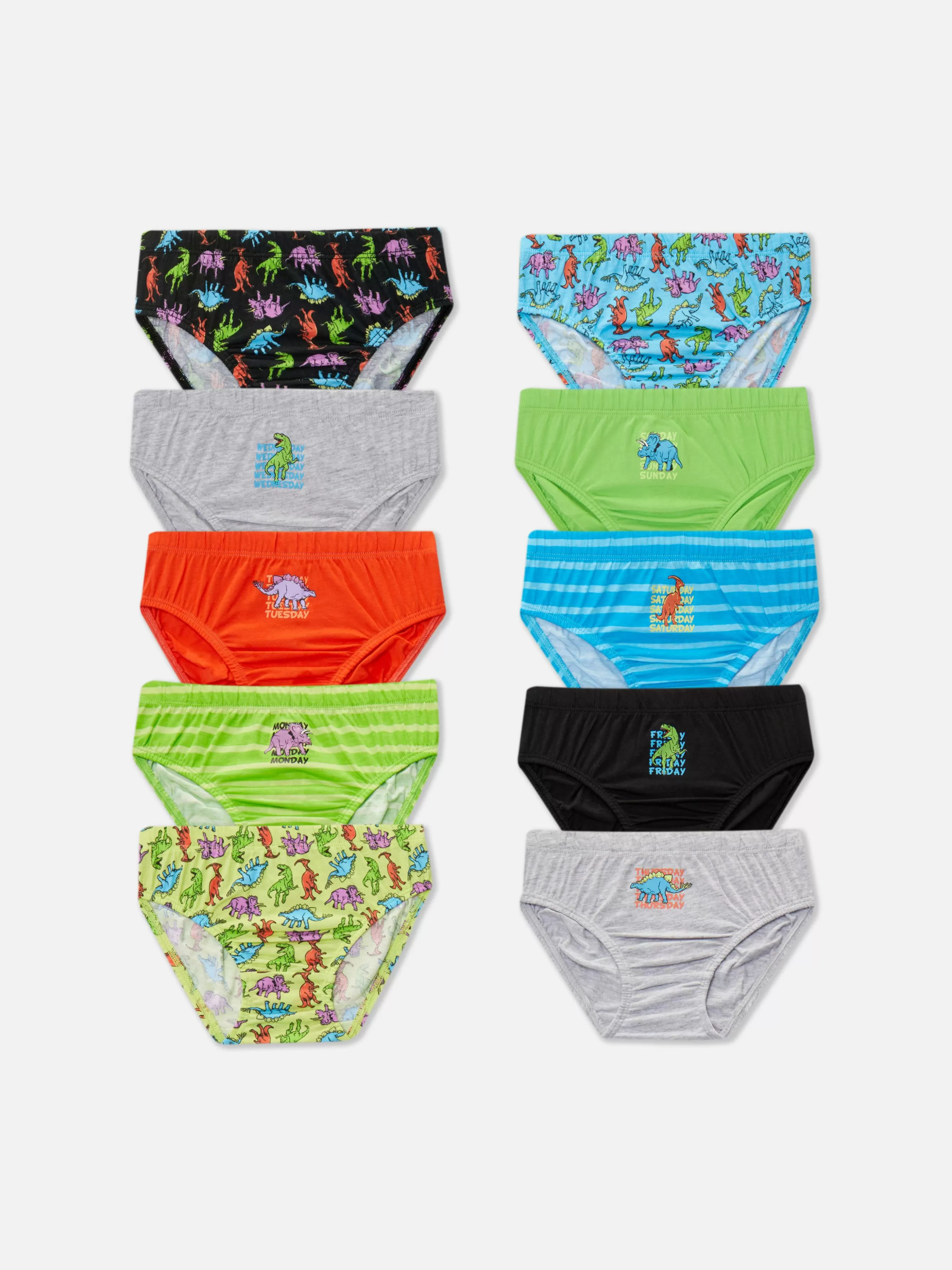 Fashion Primark Lot De 10 Slips Jours De La Semaine à Motif Dinosaure Multicolore