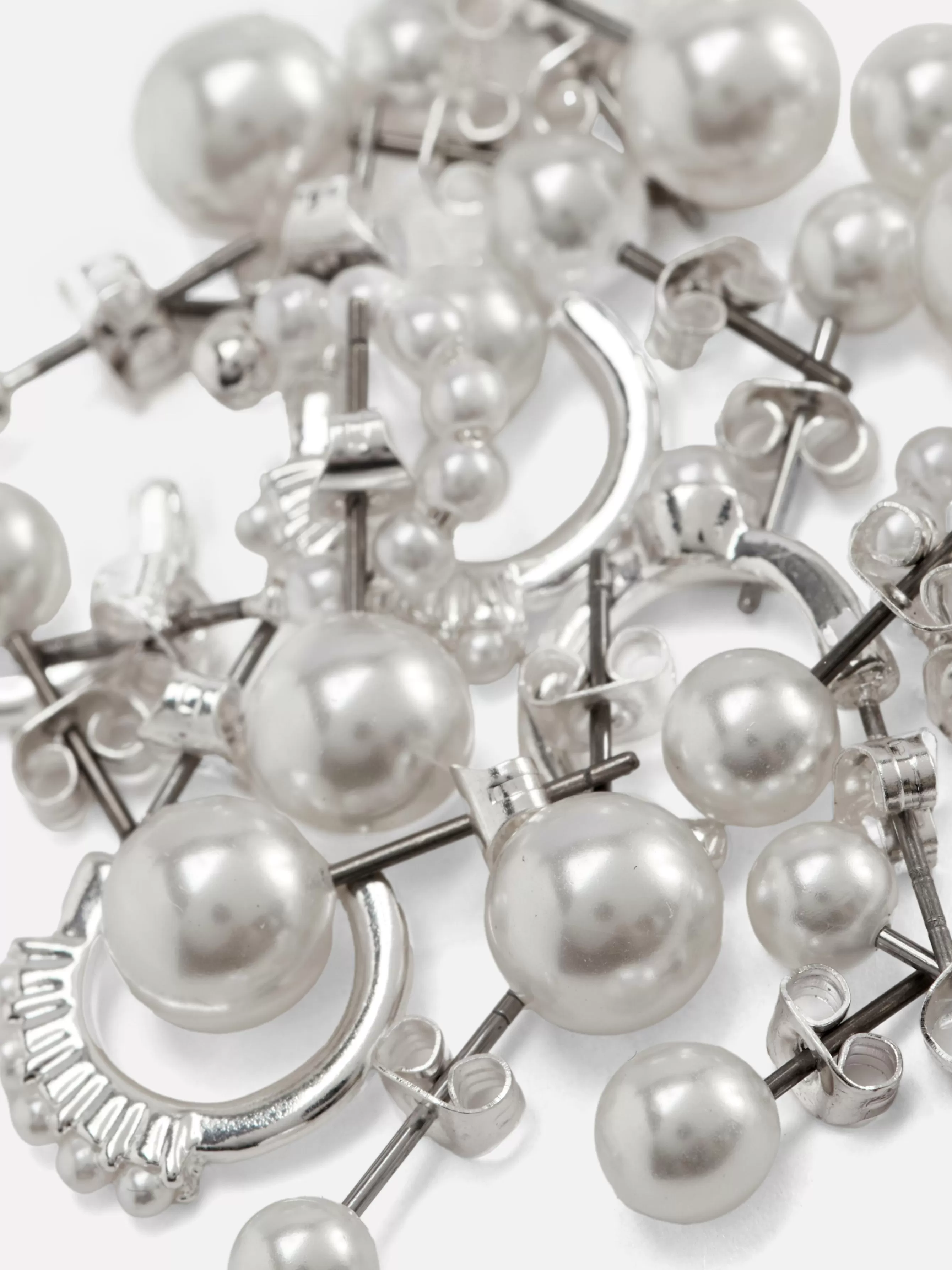 Store Primark Lot De 12 Paires De Boucles Et Clous D'oreilles Blanc