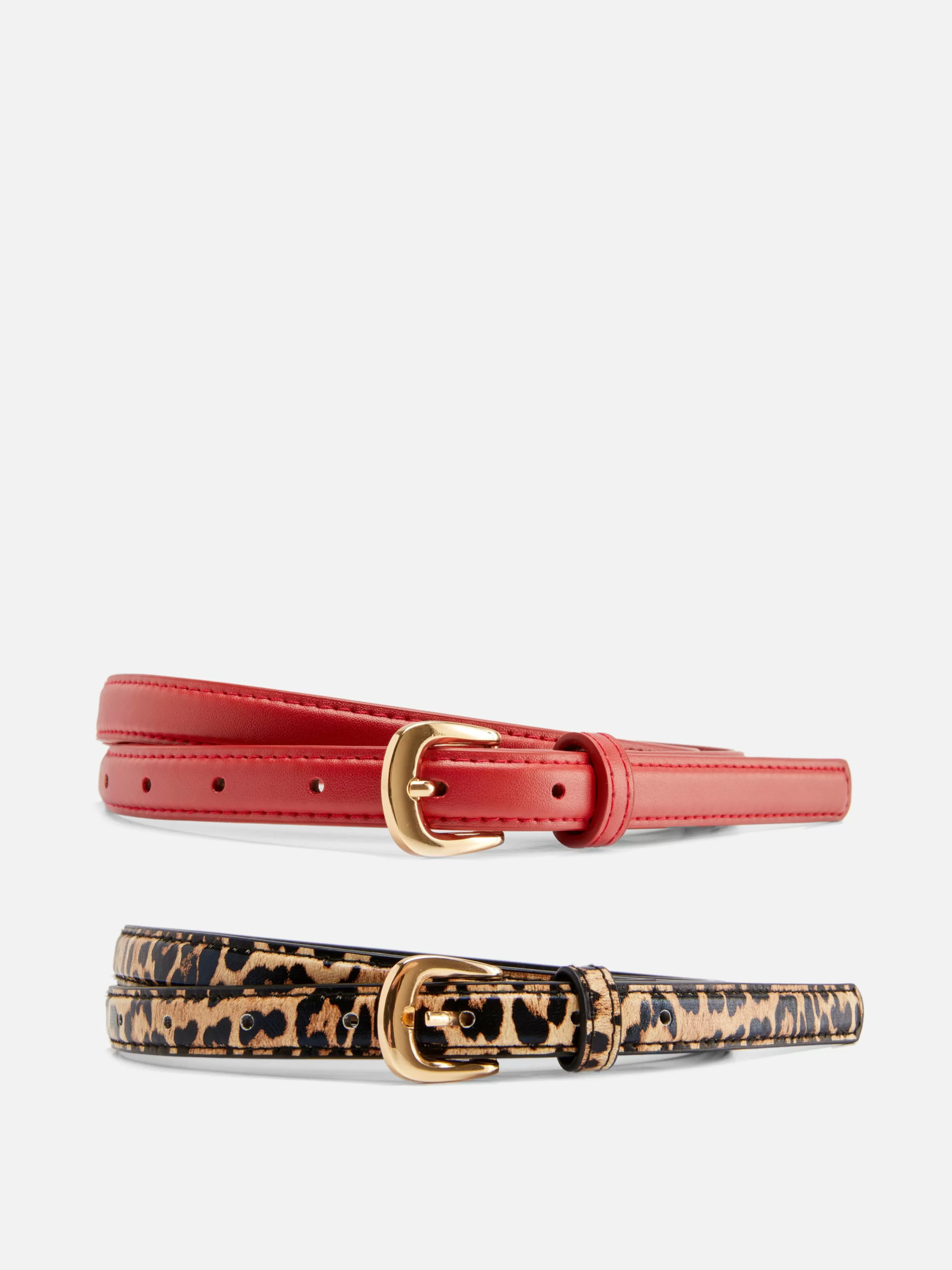 Shop Primark Lot De 2 Ceintures Skinny En Simili Cuir Rouge