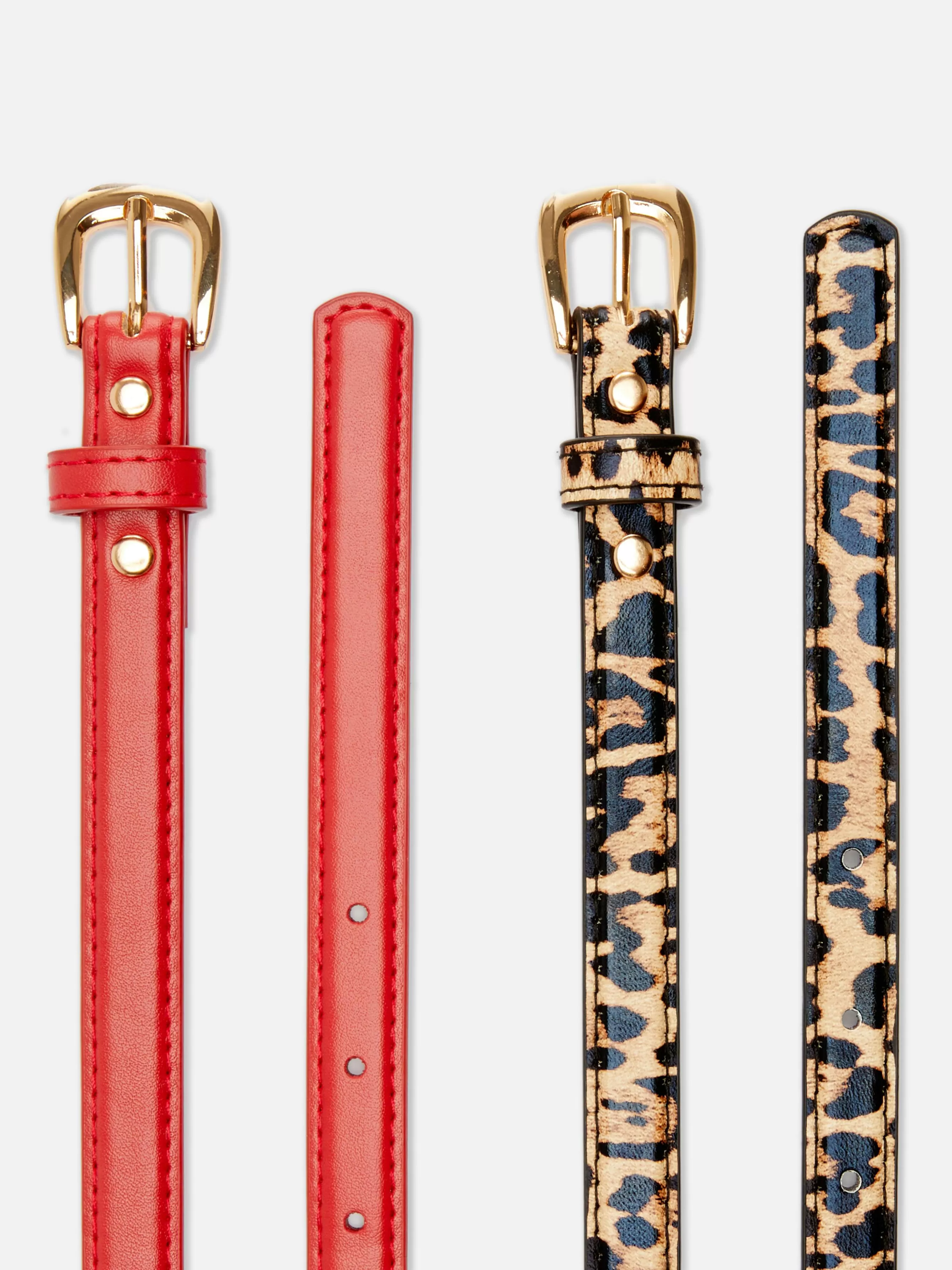 Shop Primark Lot De 2 Ceintures Skinny En Simili Cuir Rouge