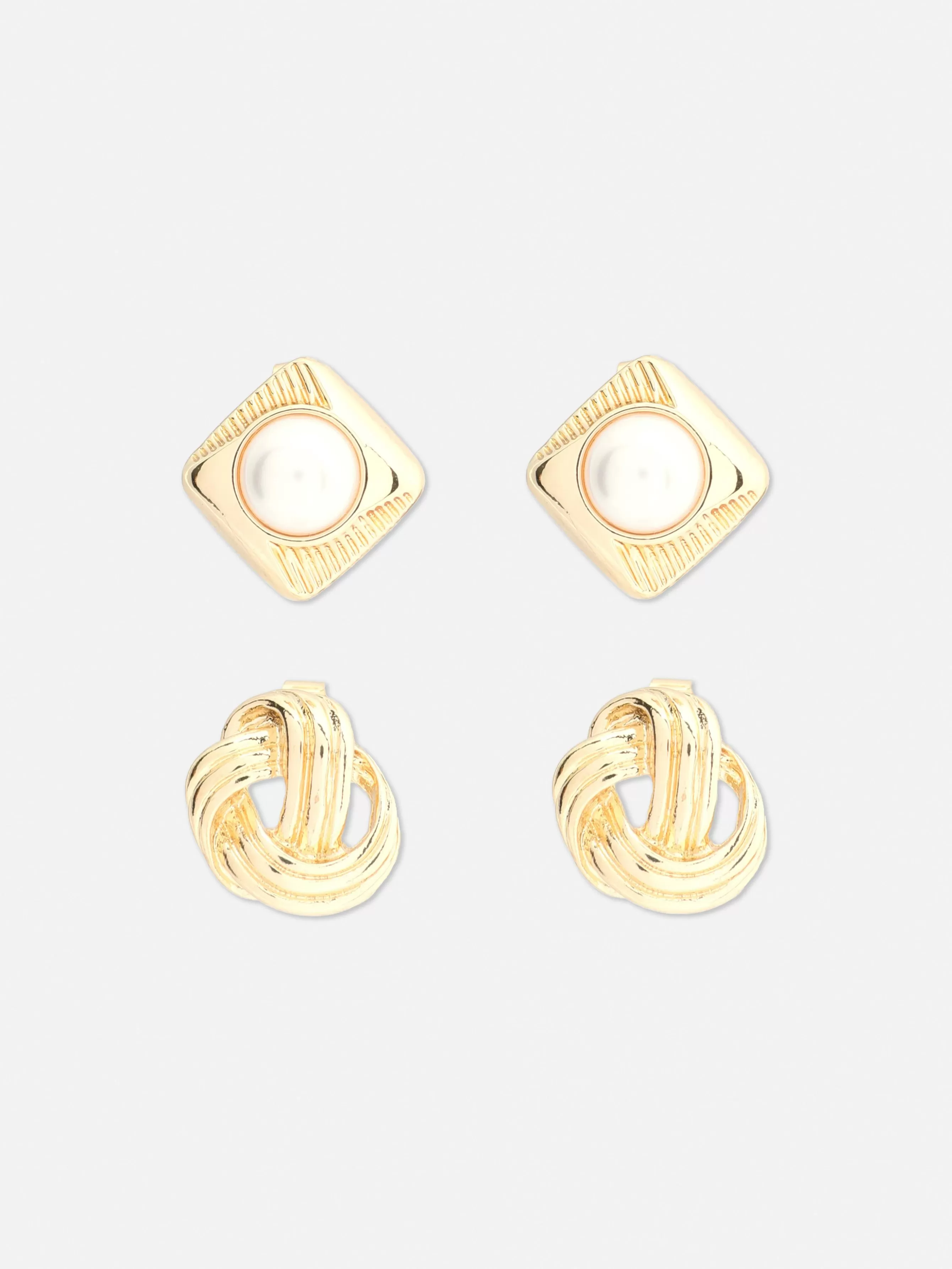 Best Primark Lot De 2 Clous D'oreilles Nœud Et Fausse Perle Jaune